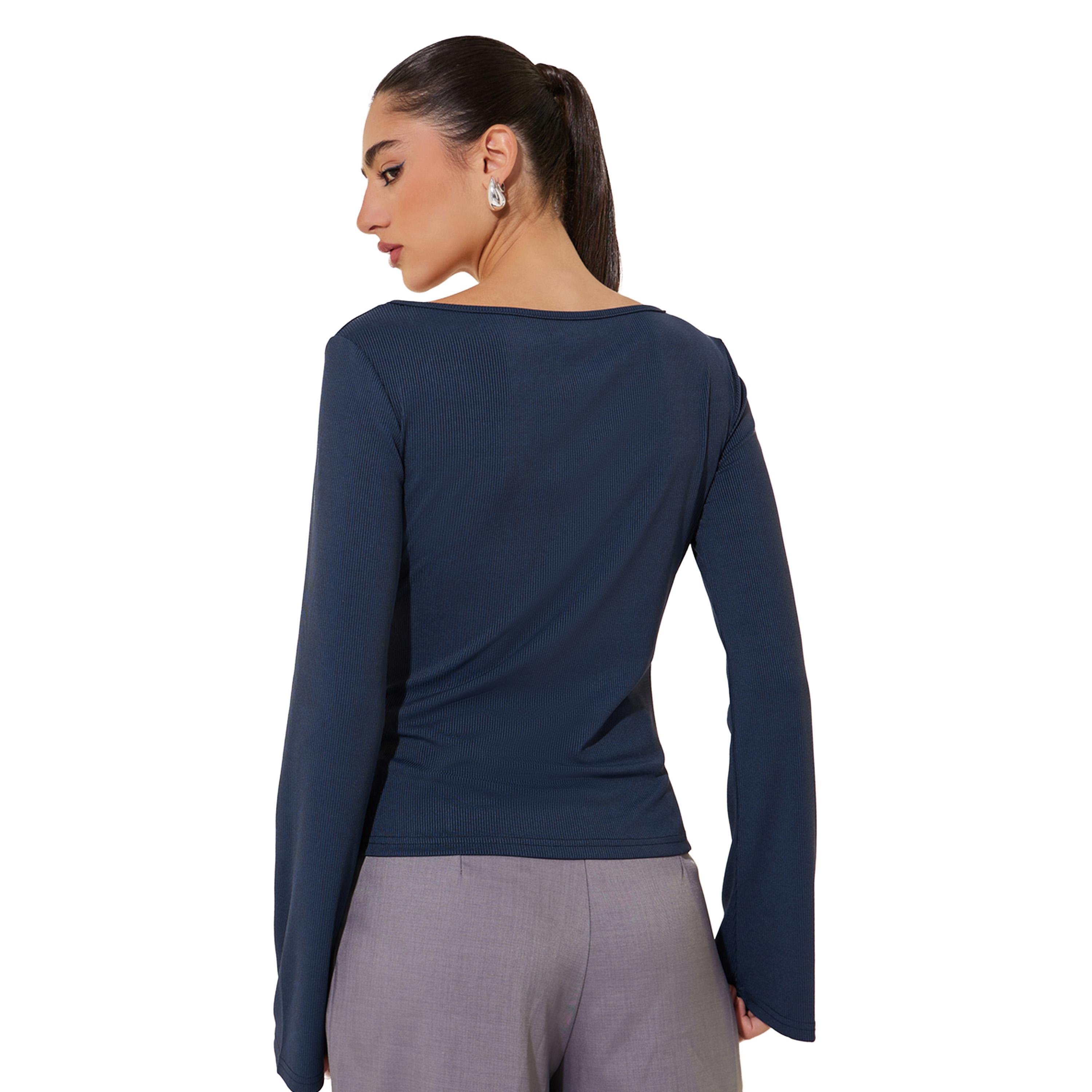 Take Two Texture Long Sleeve Top with Button Detailing-women-clothing-shirtsandblouses-blouses-image-4