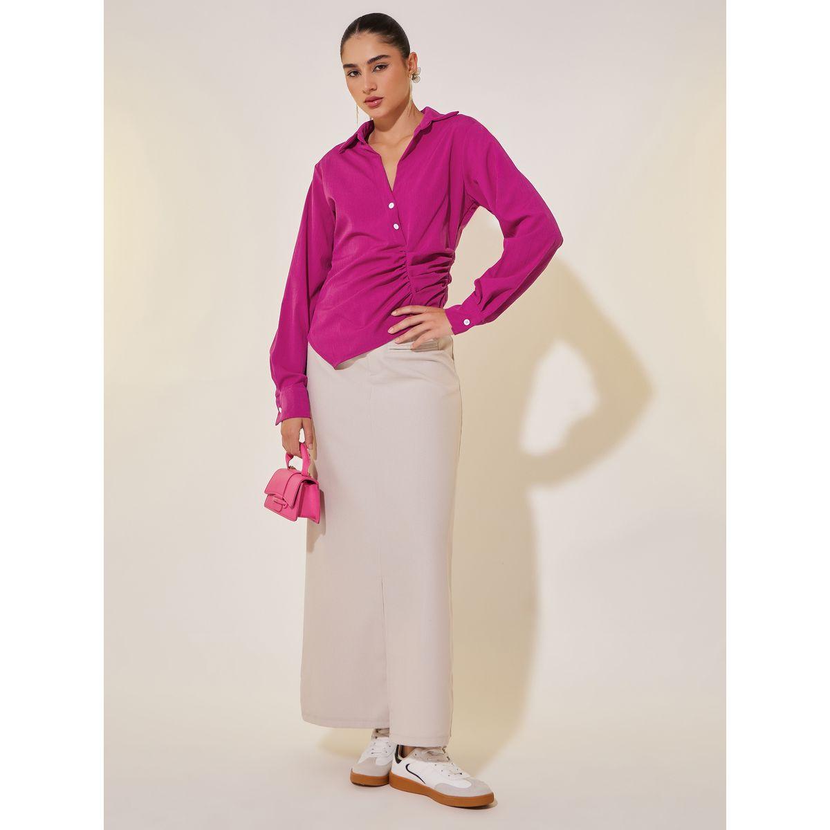 بلوزة سادة بنمط لف وأكمام طويلة-women-clothing-shirtsandblouses-blouses-image-2