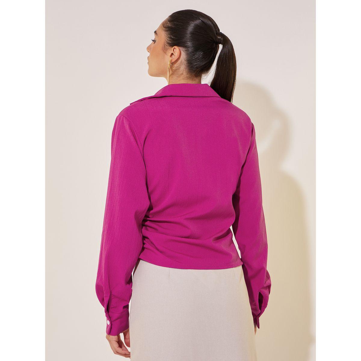 Styli Solid Long Sleeve V-Neck Wrap Shirt-women-clothing-shirtsandblouses-blouses-image-4