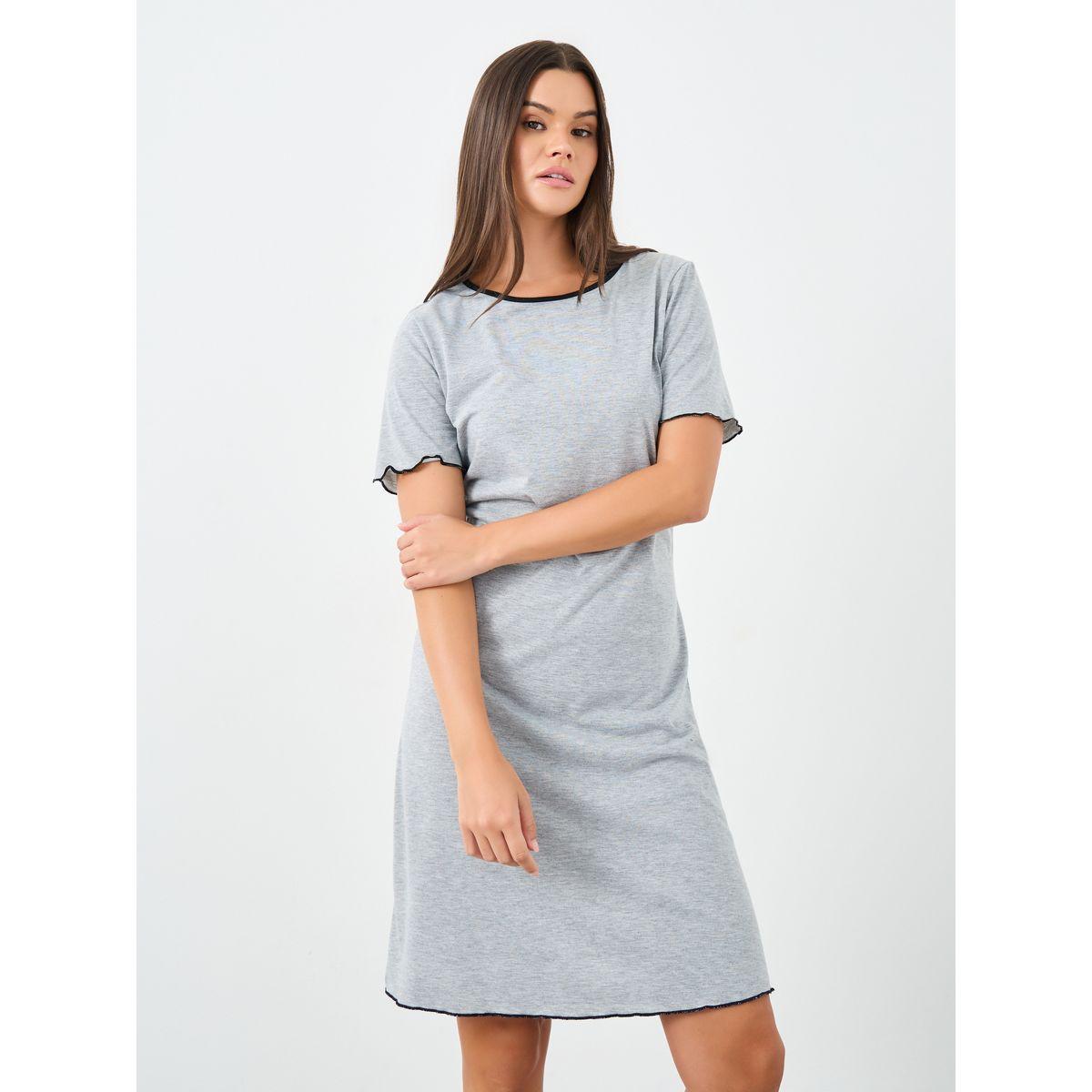 قميص نوم بتفاصيل دانتيل مع حافة مُتباينة-women-clothing-nightwear-nighties-image-2