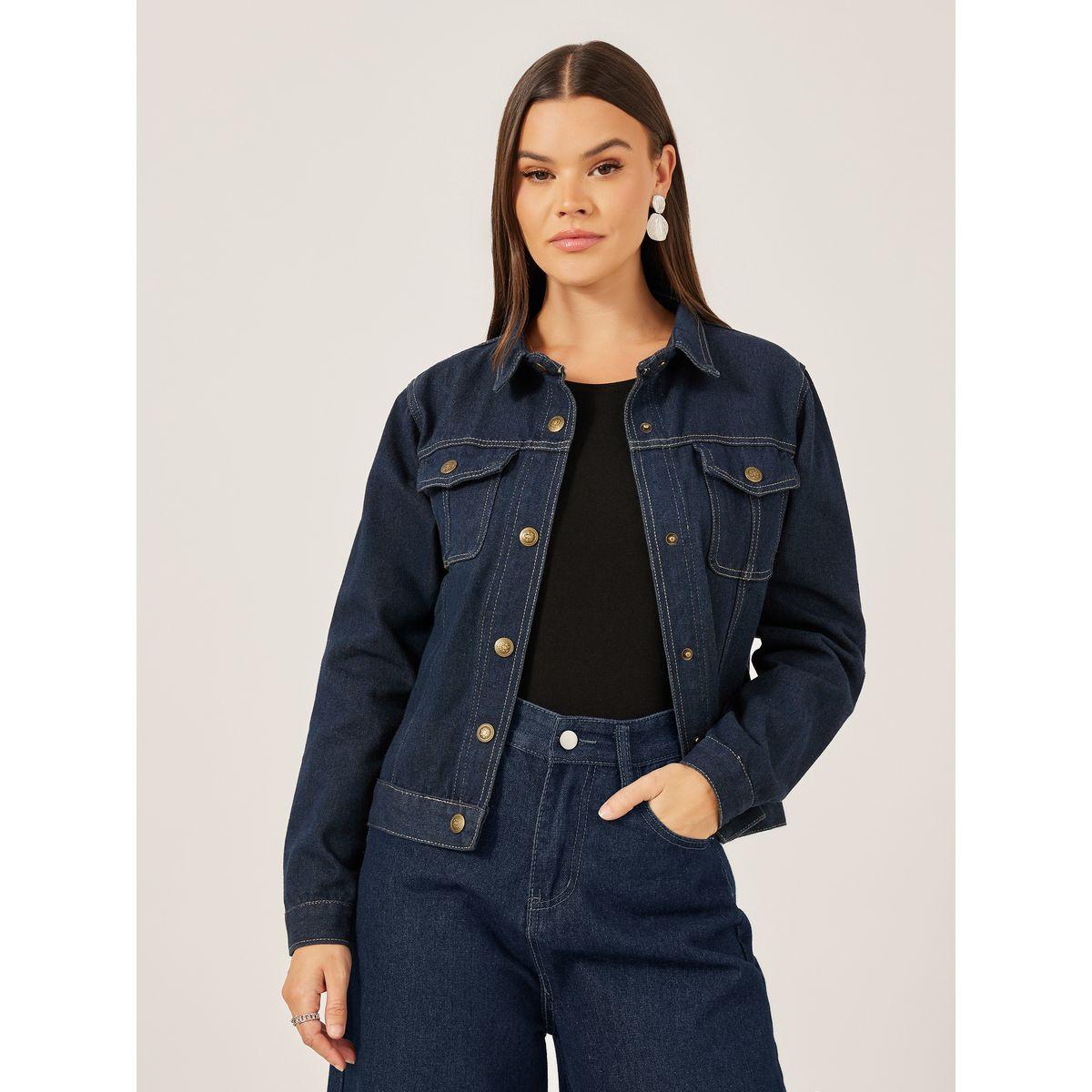 جاكيت دنيم بقصة عادية وأكمام طويلة-women-winterwear-coatsandjackets-jackets-image-5