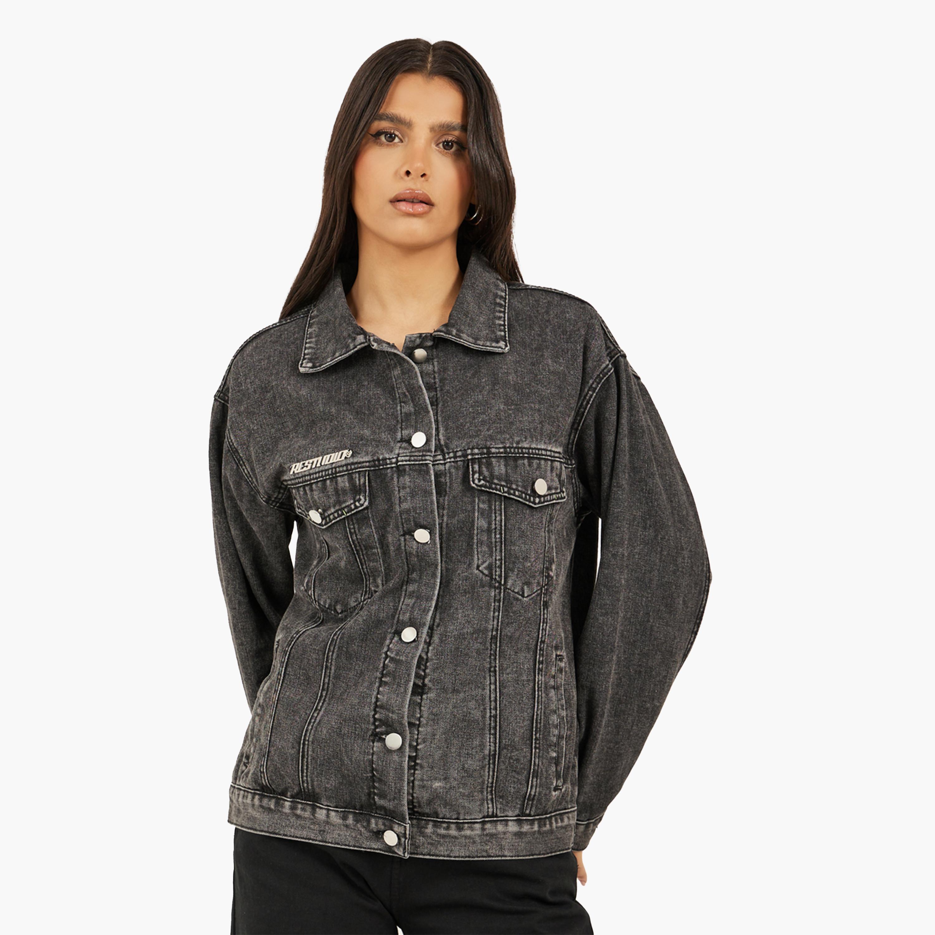 Styli Oversized Acid Wash Denim Jacket-women-winterwear-coatsandjackets-jackets-image-1