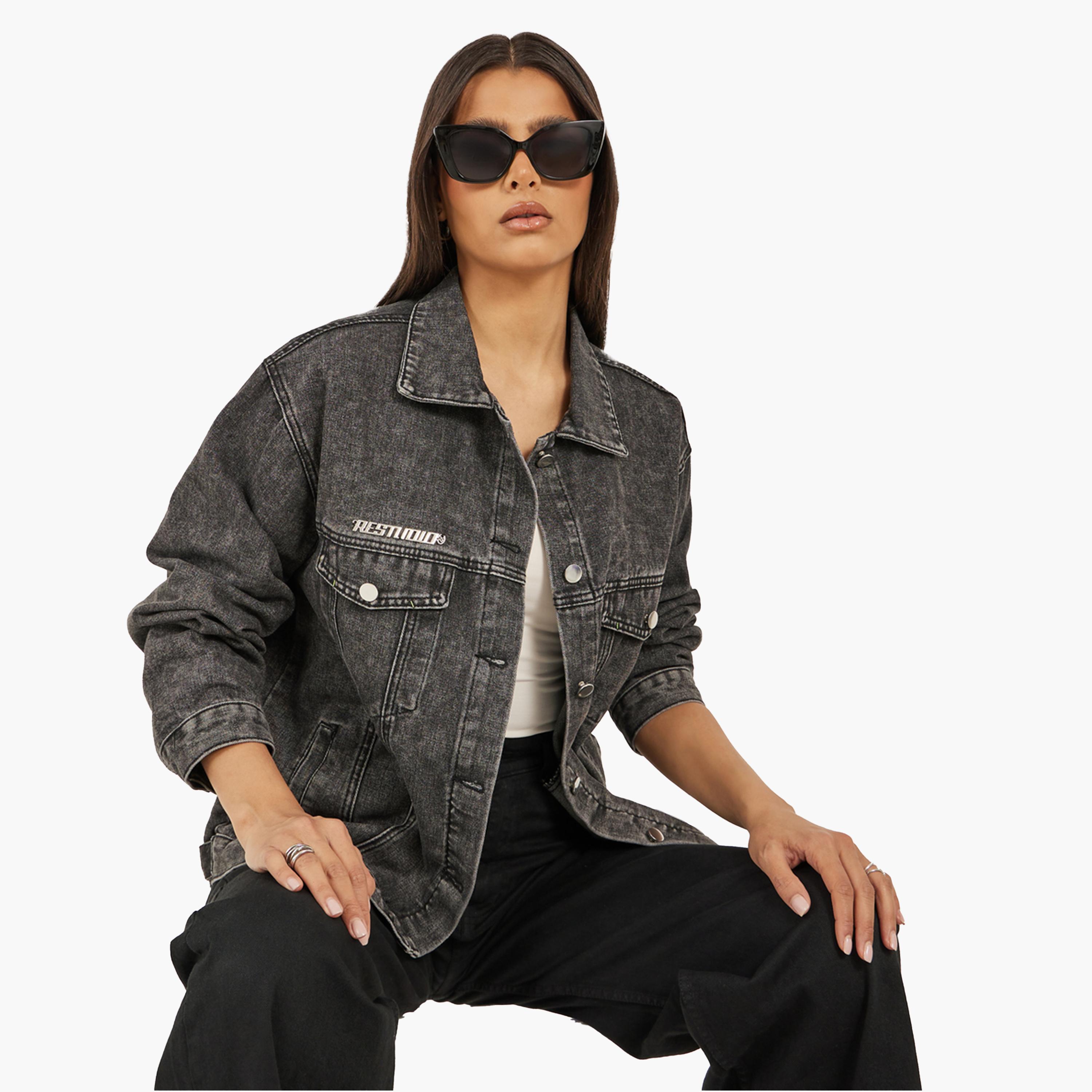 Styli Oversized Acid Wash Denim Jacket-women-winterwear-coatsandjackets-jackets-image-2