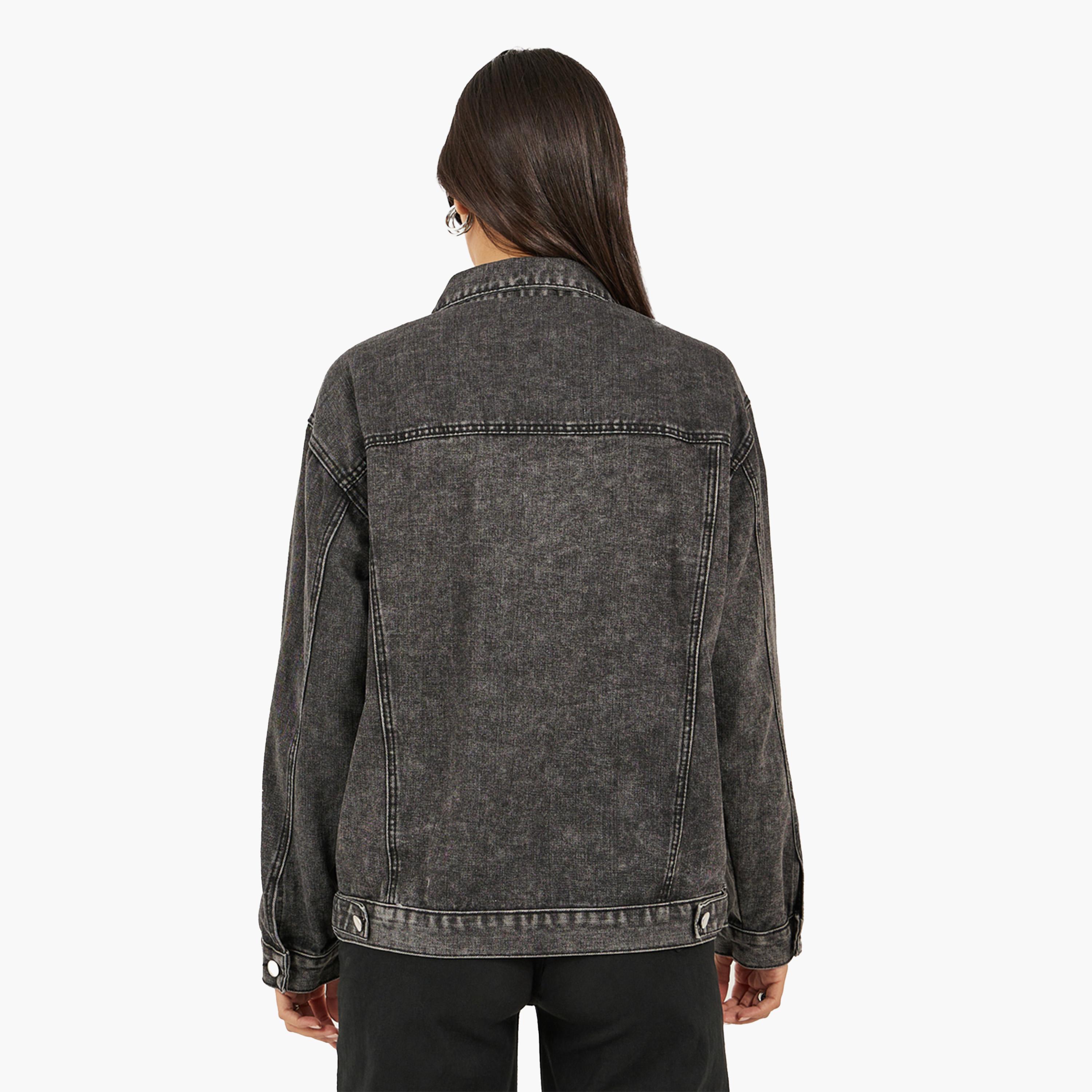 Styli Oversized Acid Wash Denim Jacket-women-winterwear-coatsandjackets-jackets-image-5