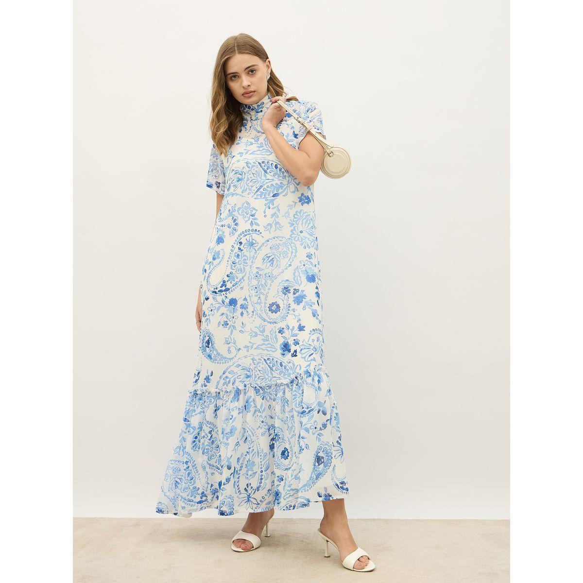 Styli All-Over Print High Neck A-Line Maxi Dress-women-clothing-dresses-image-1