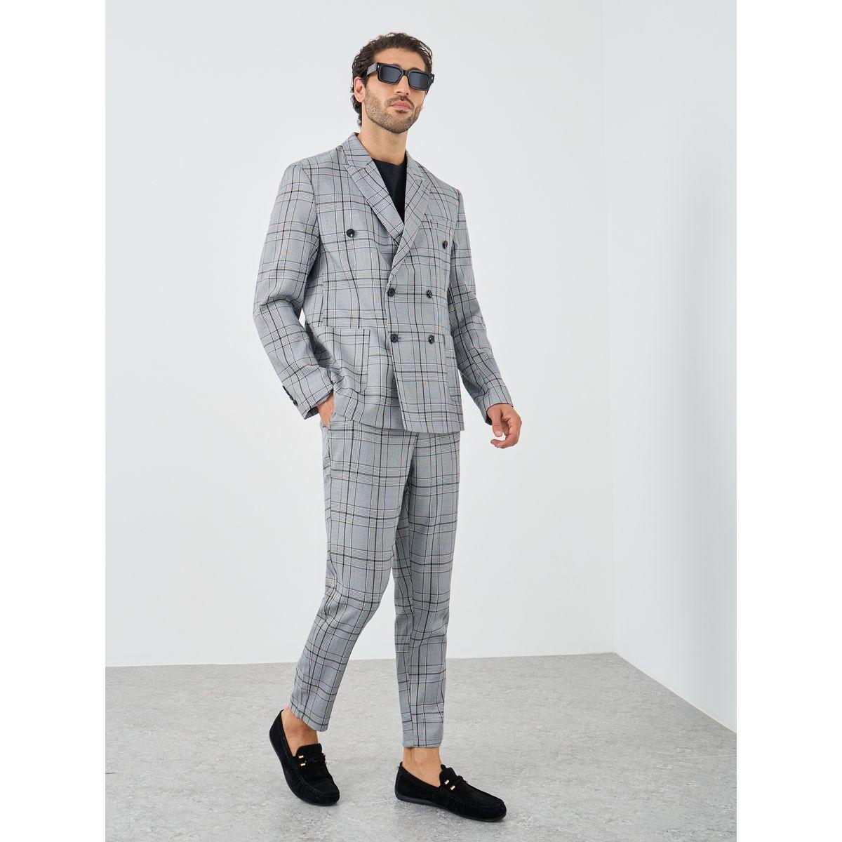 Styli Checkered Double Breasted Suit with Pants-men-clothing-coordsets-image-1