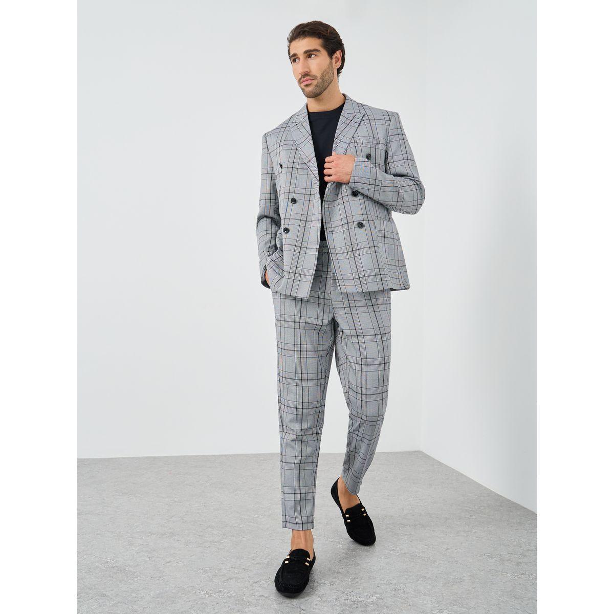 Styli Checkered Double Breasted Suit with Pants-men-clothing-coordsets-image-2