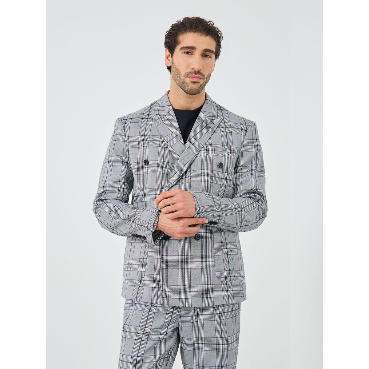 بدلة كاروهات بصفين أزرار مع بنطال-men-clothing-coordsets-image-3