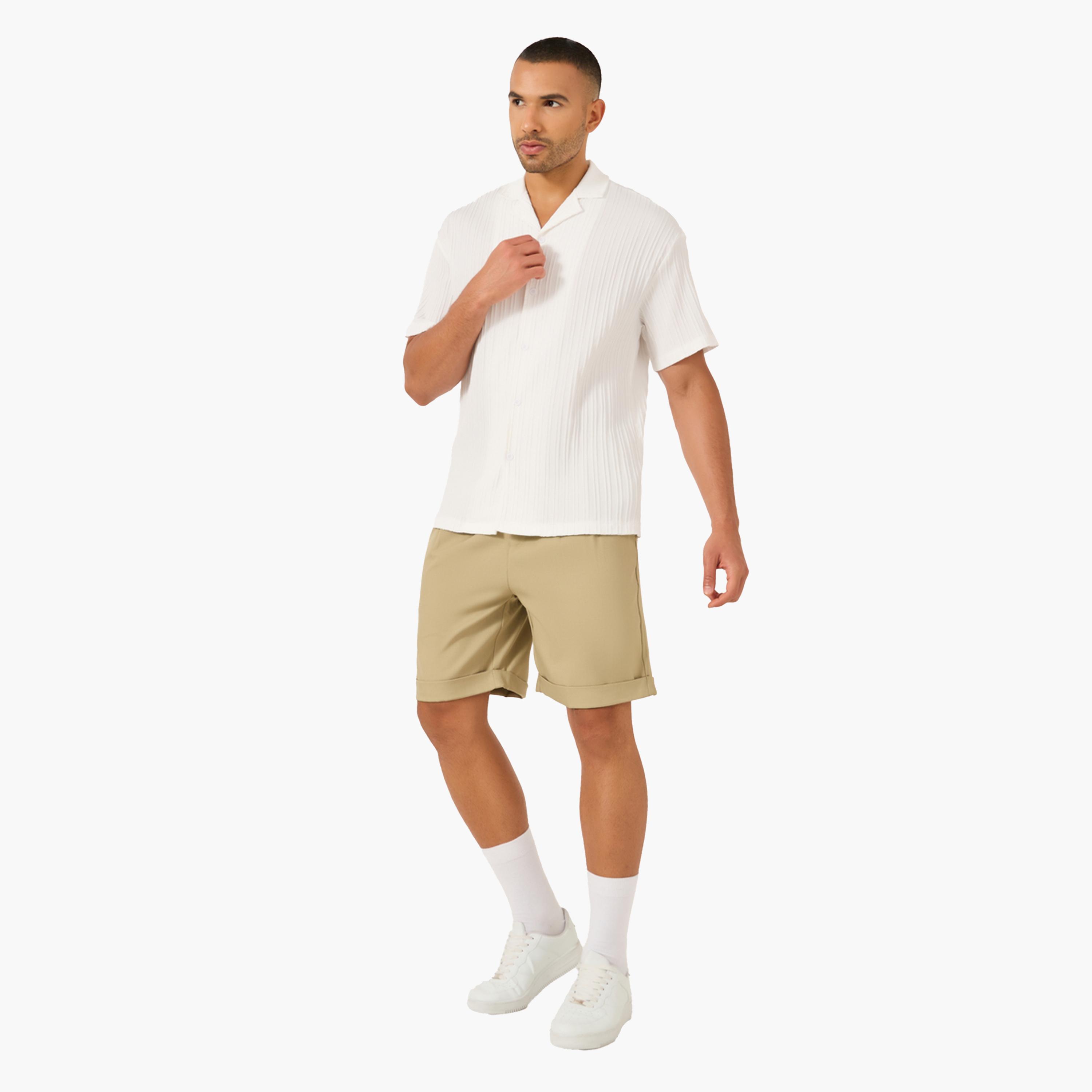 Take Two Solid Pleated Roll Up Hem Shorts-men-clothing-bottoms-shorts-image-2