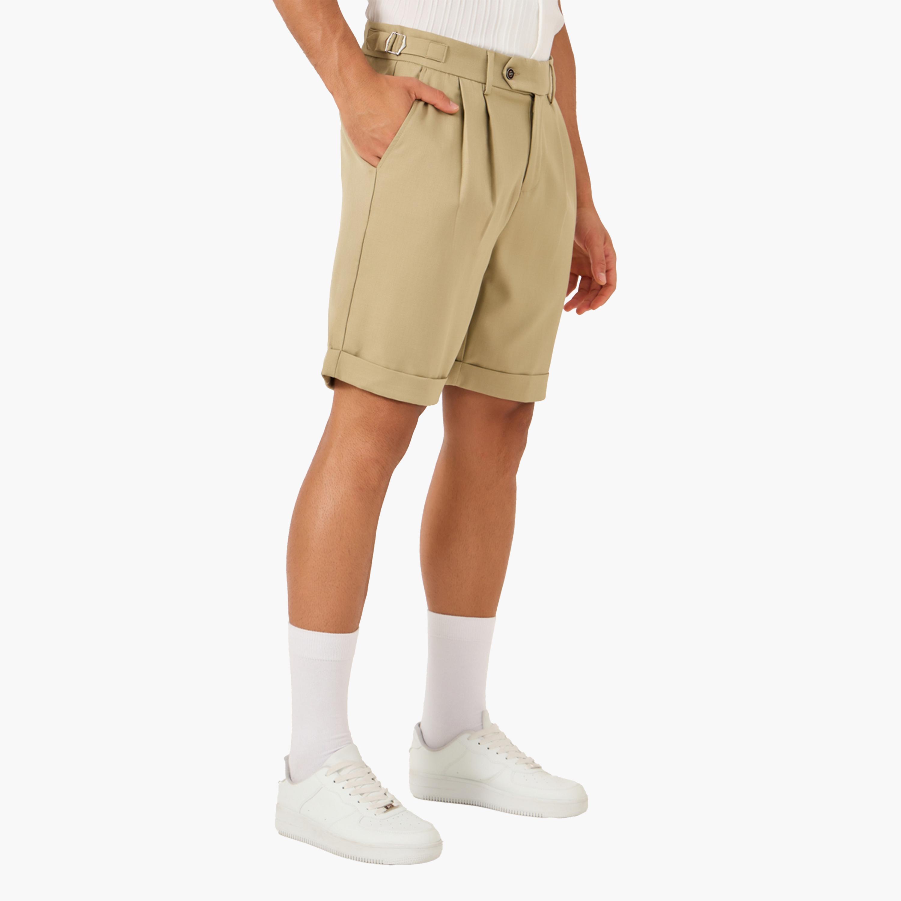Take Two Solid Pleated Roll Up Hem Shorts-men-clothing-bottoms-shorts-image-3