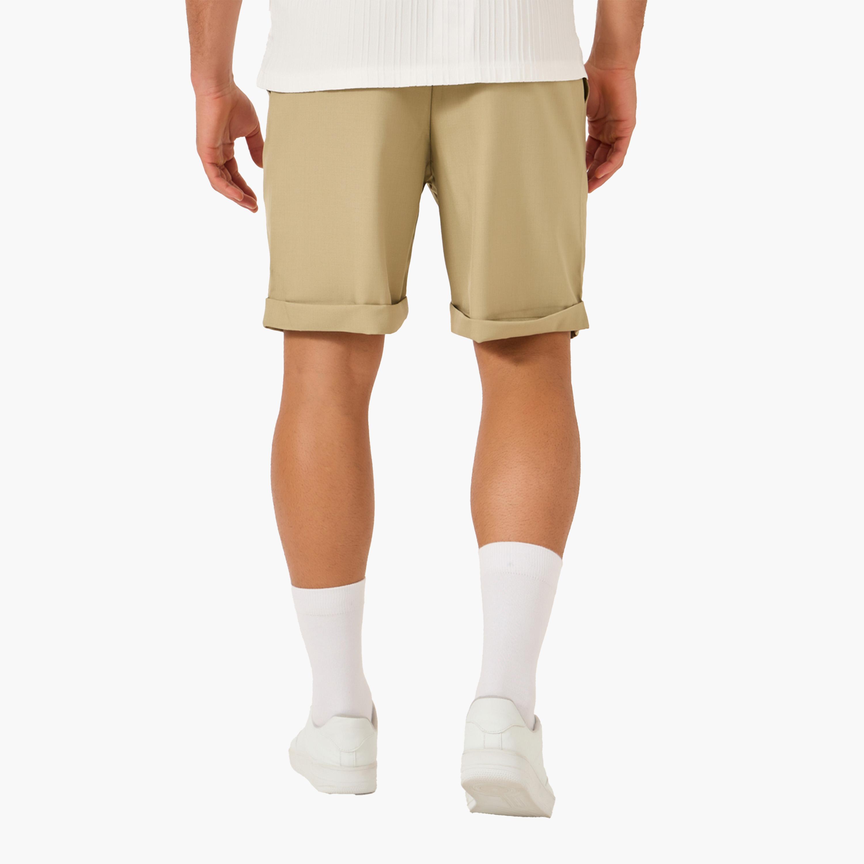 Take Two Solid Pleated Roll Up Hem Shorts-men-clothing-bottoms-shorts-image-5