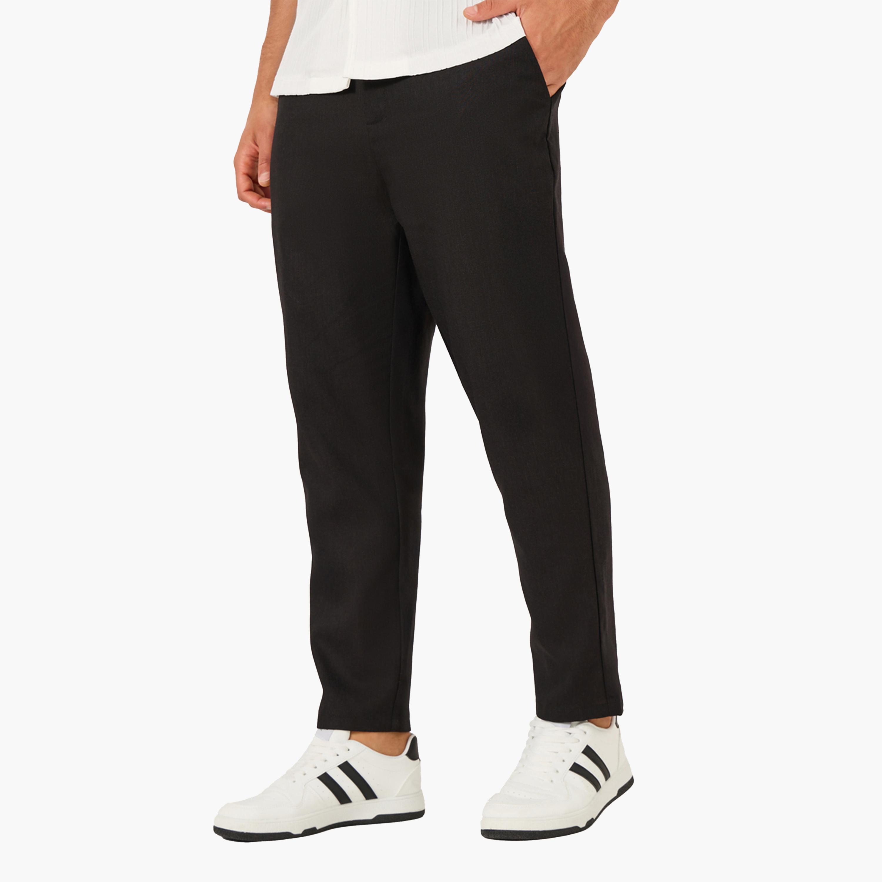 Styli Solid Flat Front Relaxed Fit Pants-men-clothing-bottoms-trousersandchinos-trousers-image-1