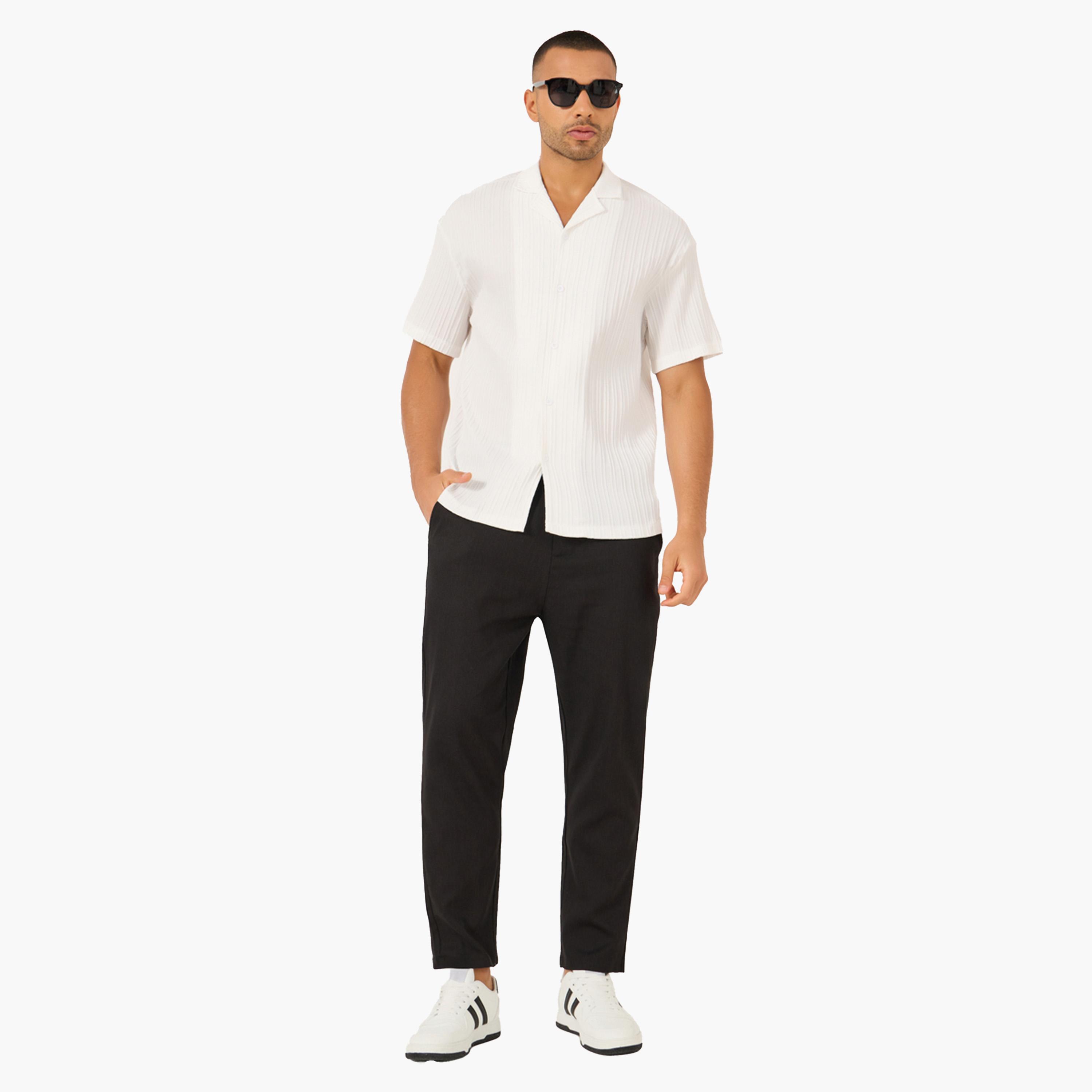 Styli Solid Flat Front Relaxed Fit Pants-men-clothing-bottoms-trousersandchinos-trousers-image-2