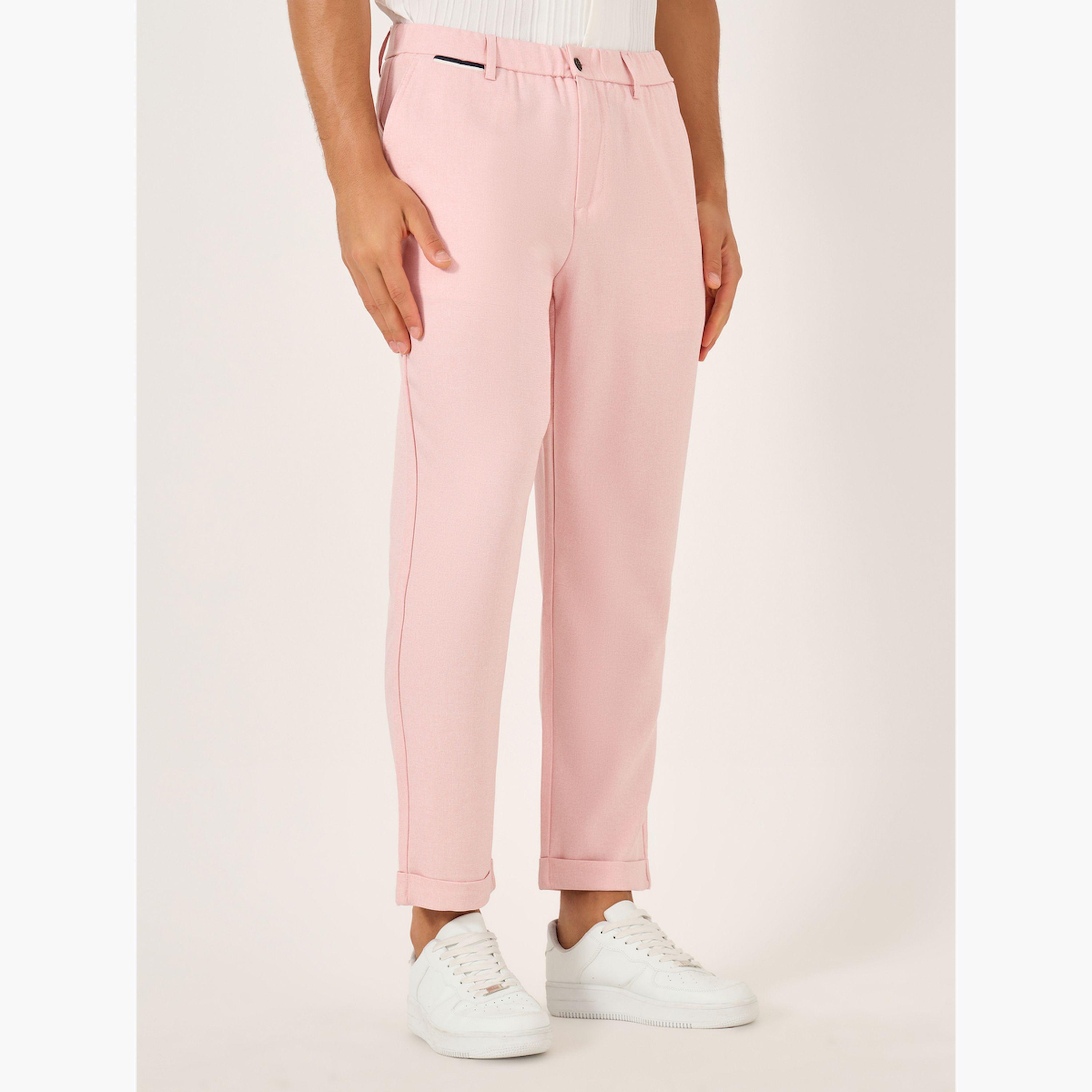 ستايلي - بنطال سادة مريح بقصة مسطحة من الأمام مع جيوب مائلة-men-clothing-bottoms-trousersandchinos-trousers-image-5