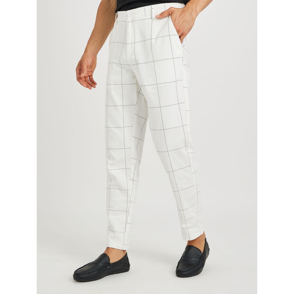 Styli Men White Plaid Slant Pocket Slim Fit Suit Pants-men-clothing-bottoms-trousersandchinos-trousers-image-1