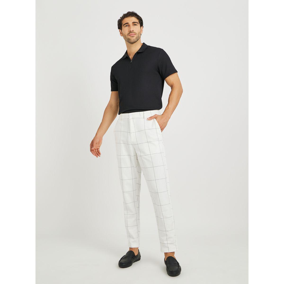 Styli Men White Plaid Slant Pocket Slim Fit Suit Pants-men-clothing-bottoms-trousersandchinos-trousers-image-2