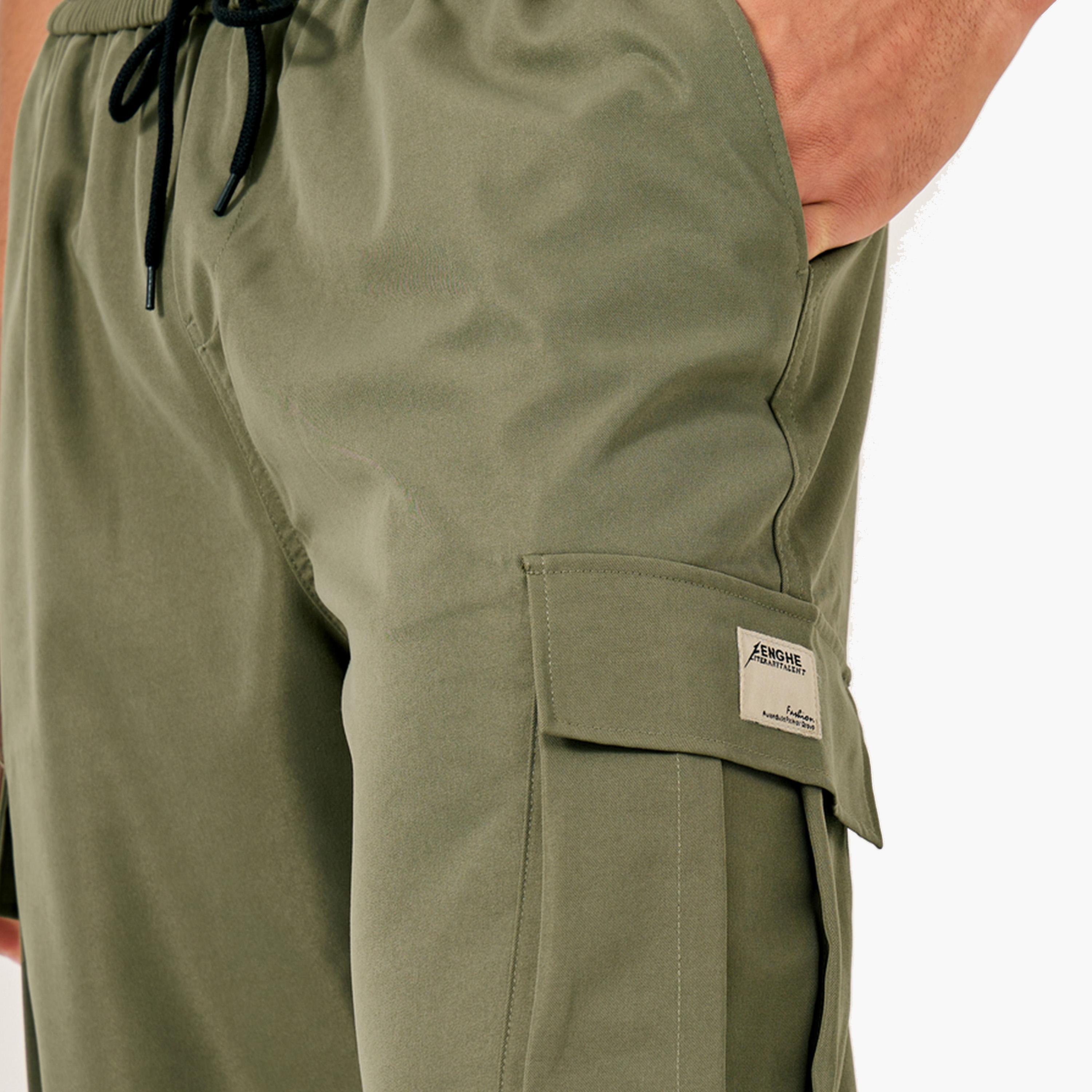 Take Two Solid Drawstring Waist Relaxed Fit Cargo Pants-men-clothing-bottoms-joggers-image-6
