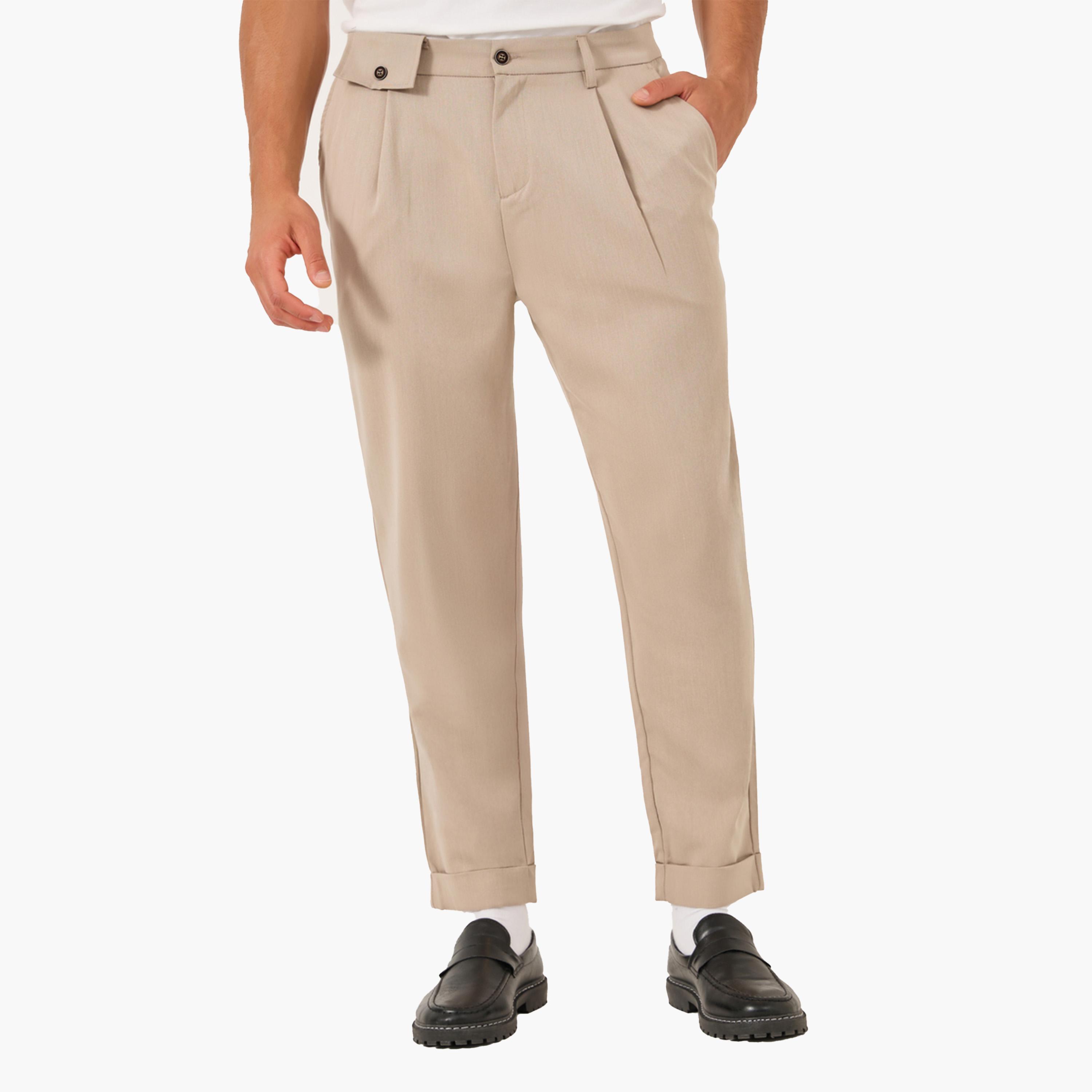 بنطال سادة بقصة مريحة وكسرات-men-clothing-bottoms-trousersandchinos-trousers-image-1