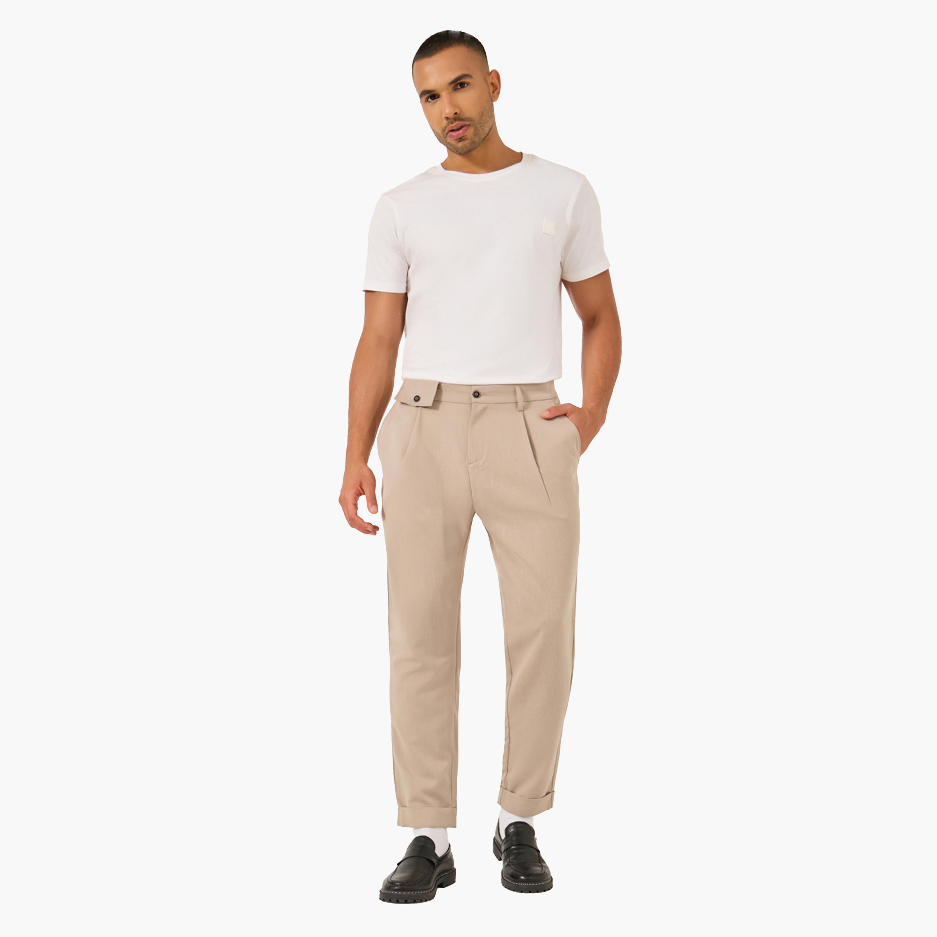 بنطال سادة بقصة مريحة وكسرات-men-clothing-bottoms-trousersandchinos-trousers-image-2