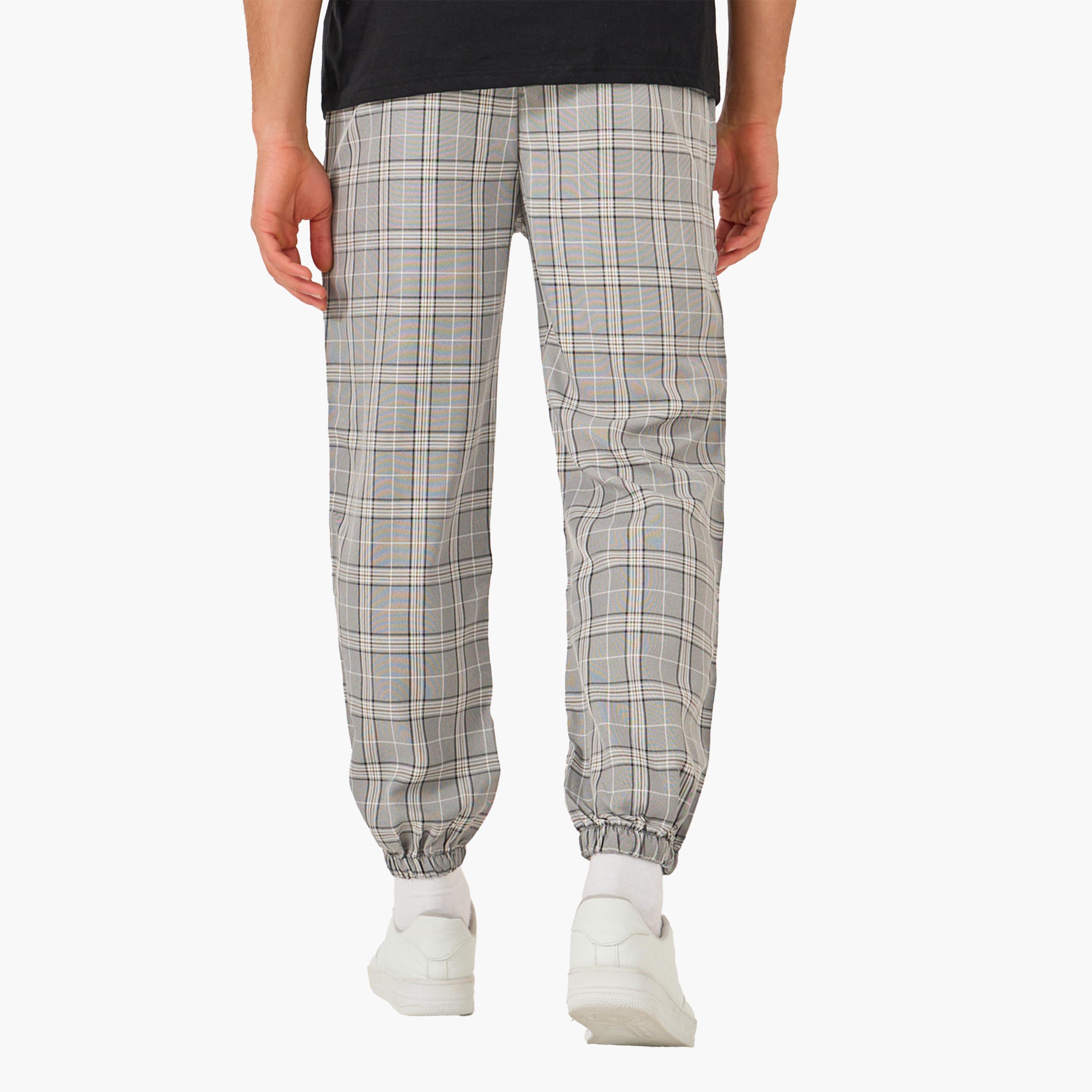 Styli Plaid Drawstring Waist Tapered Fit Joggers-men-clothing-bottoms-joggers-image-4