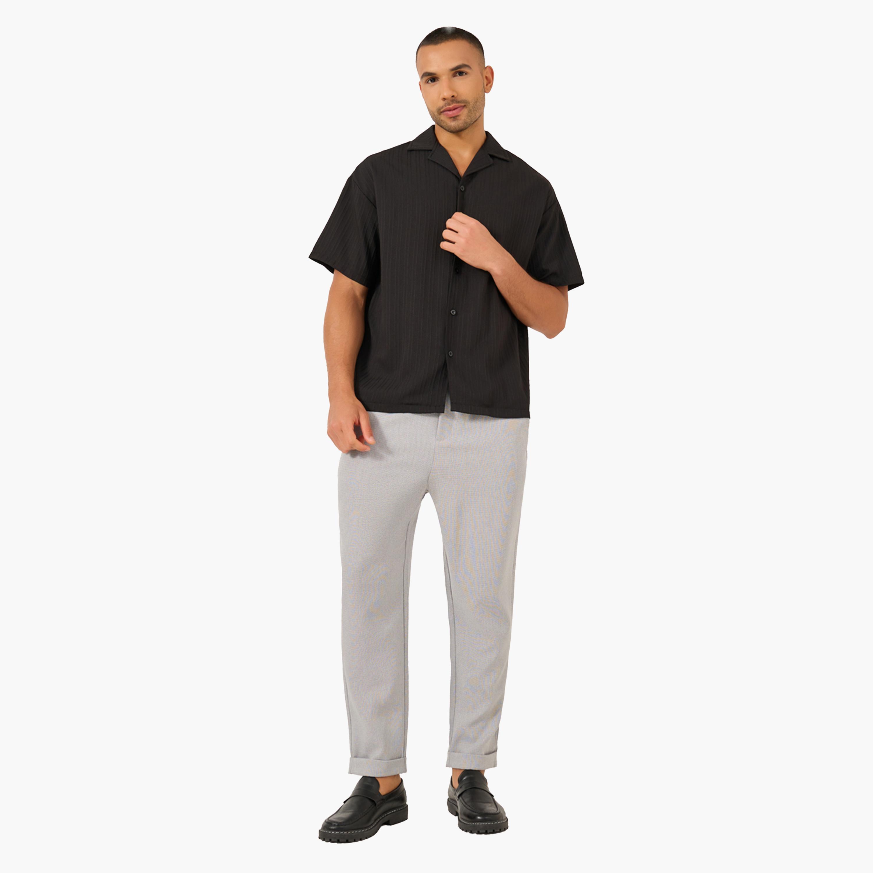 Styli Solid Mid Rise Slim Fit Pants with Belt Loops-men-clothing-bottoms-trousersandchinos-trousers-image-2