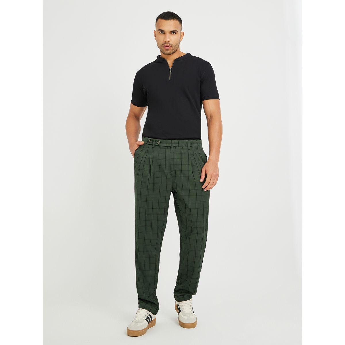 بنطال بطبعة مربعات وجيب مائل-men-clothing-bottoms-trousersandchinos-trousers-image-2