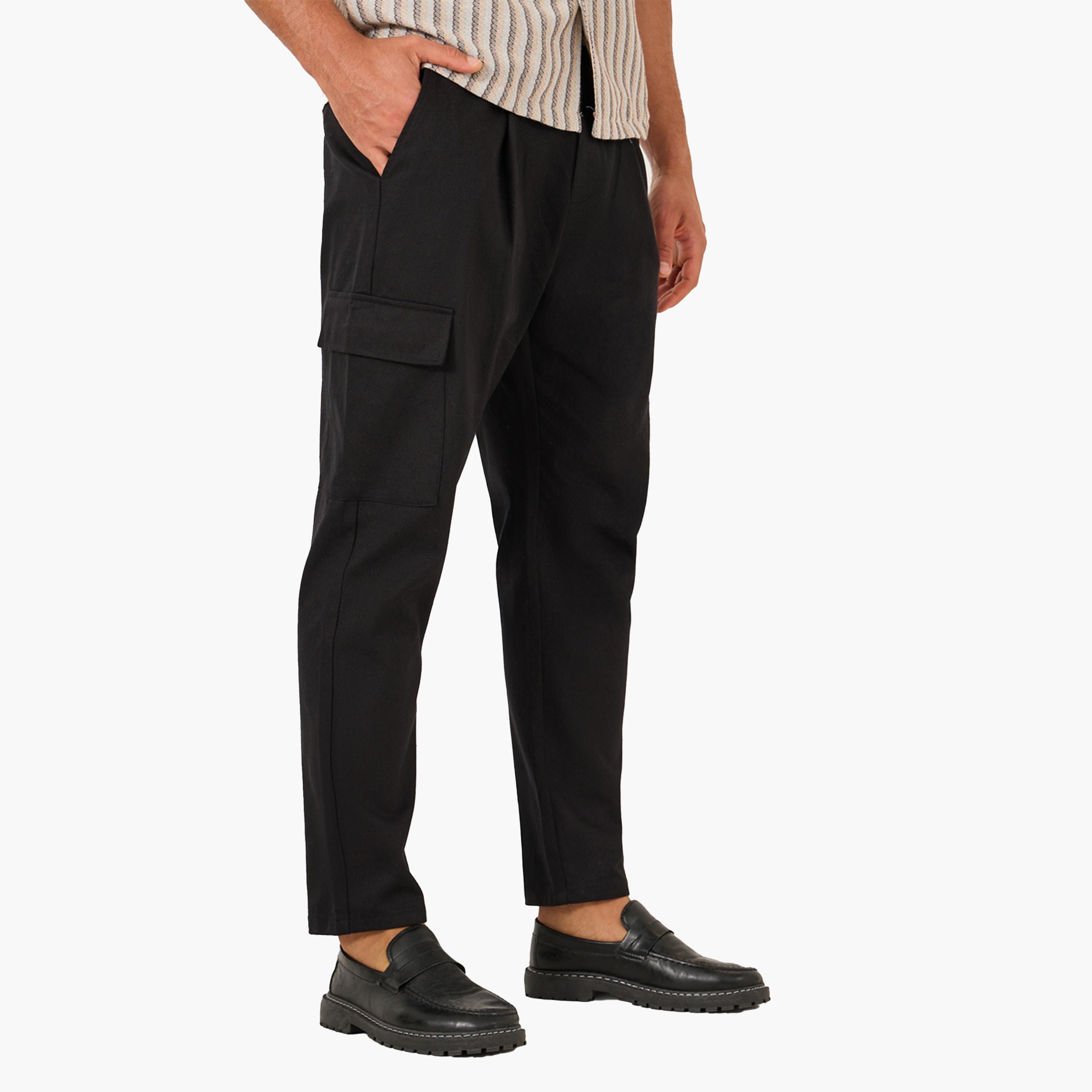 Styli Solid Pleated Relaxed Fit Cargo Pants-men-clothing-bottoms-trousersandchinos-trousers-image-1
