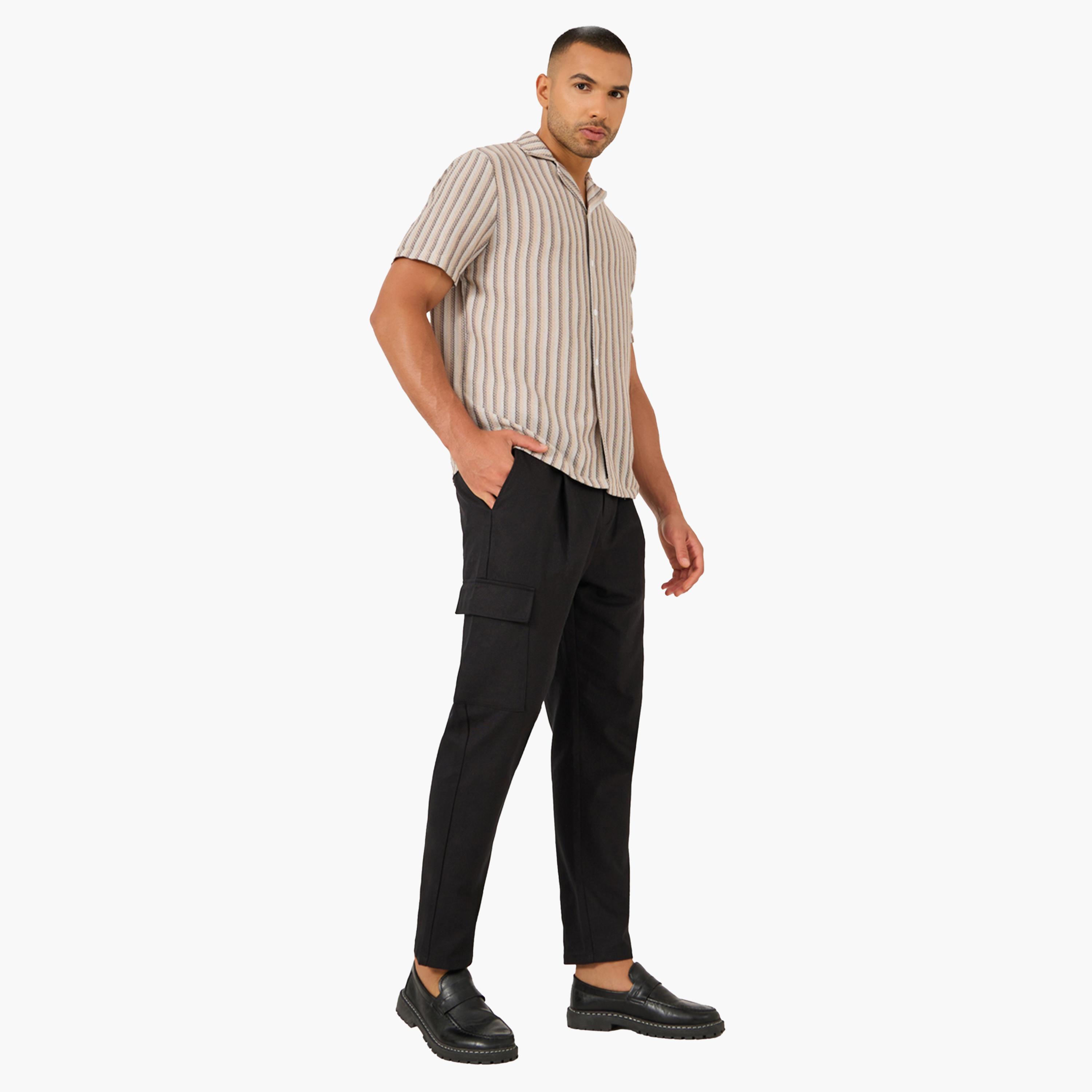 Styli Solid Pleated Relaxed Fit Cargo Pants-men-clothing-bottoms-trousersandchinos-trousers-image-2