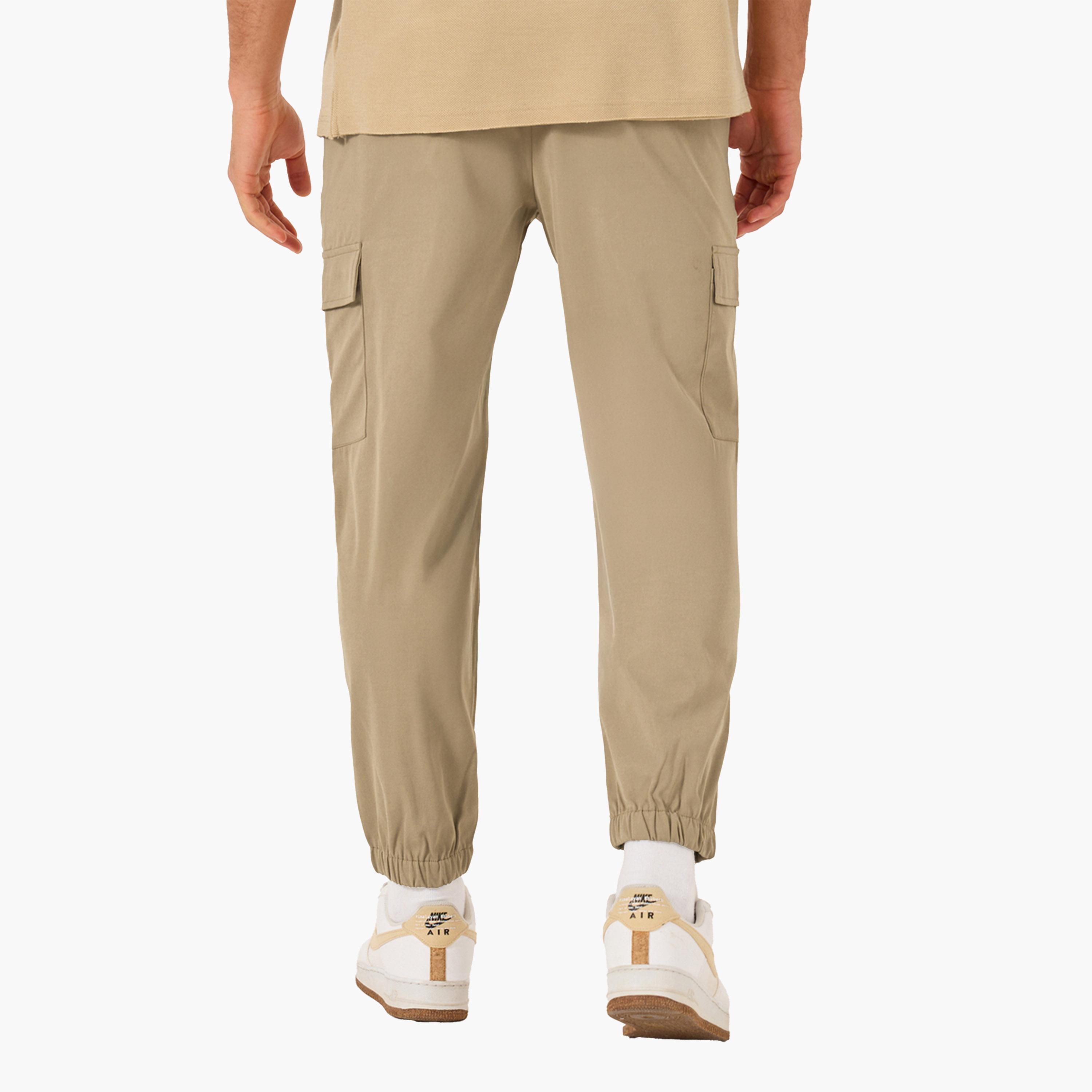 Styli Solid Slant Pocket Relaxed Fit Cargo Pants-men-clothing-bottoms-trousersandchinos-trousers-image-4