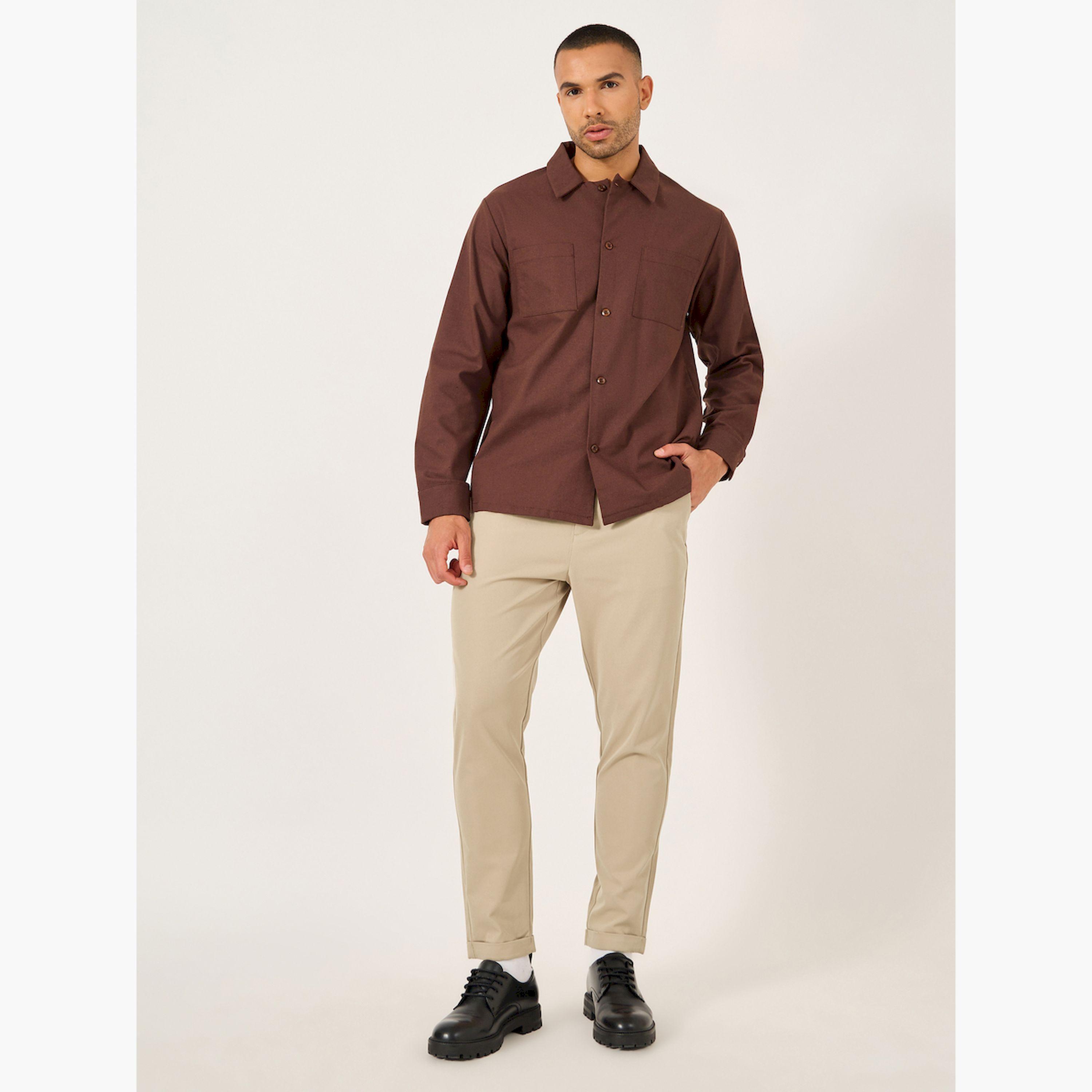 Styli Solid Mid Rise Relaxed Fit Pants with Belt Loops-men-clothing-bottoms-trousersandchinos-trousers-image-2