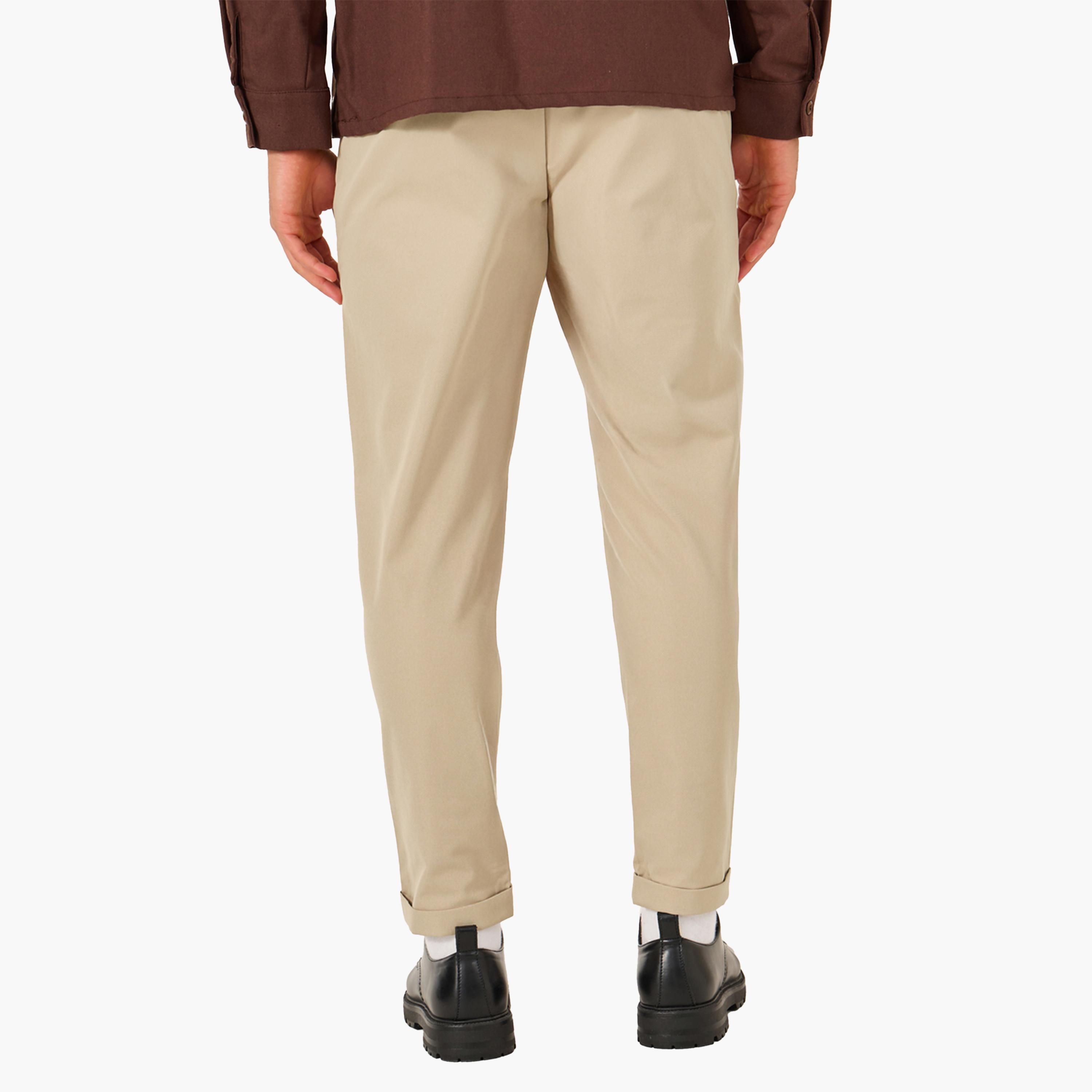 Styli Solid Mid Rise Relaxed Fit Pants with Belt Loops-men-clothing-bottoms-trousersandchinos-trousers-image-5