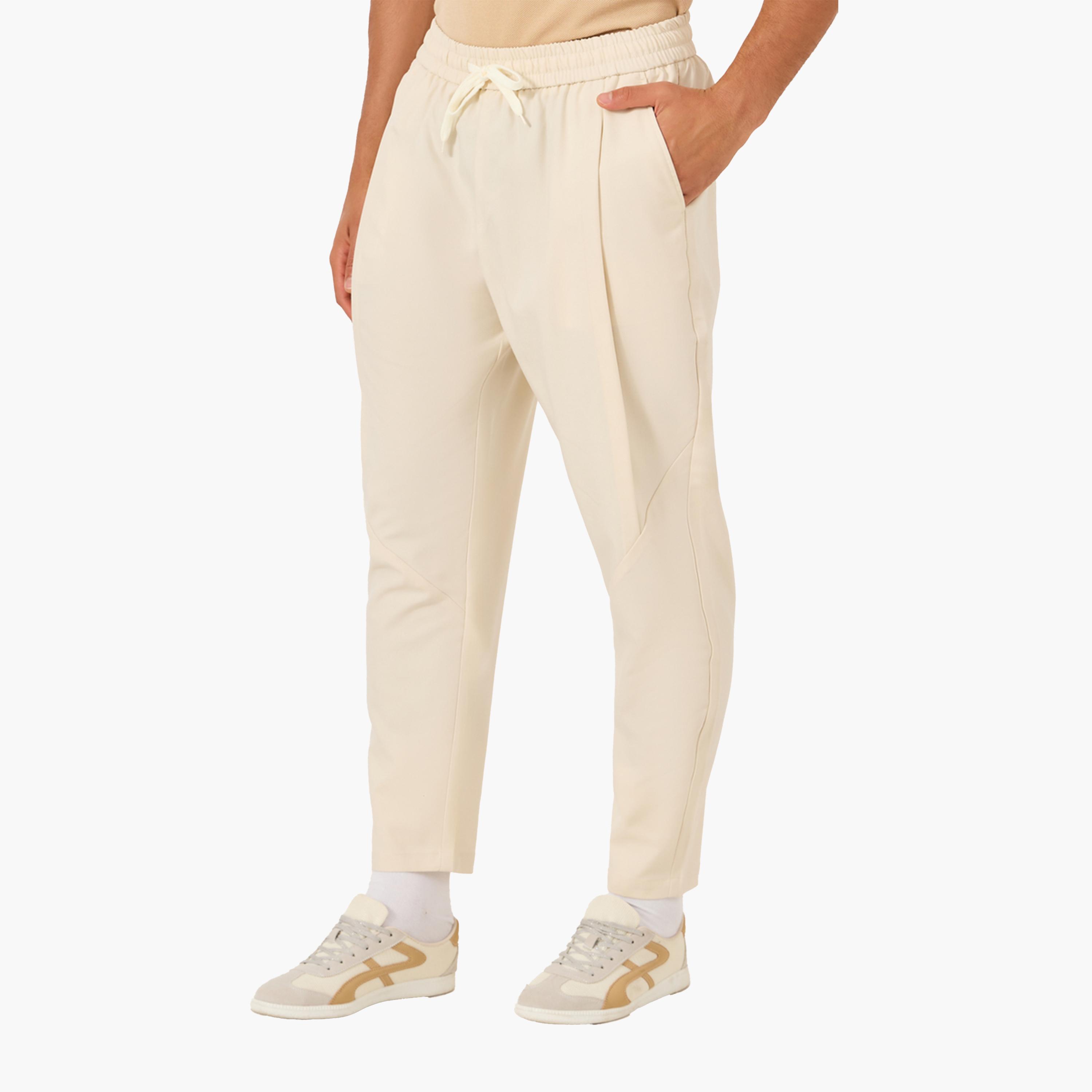 ستايلي - بنطال كسرات سادة برباط خصر-men-clothing-bottoms-trousersandchinos-trousers-image-4