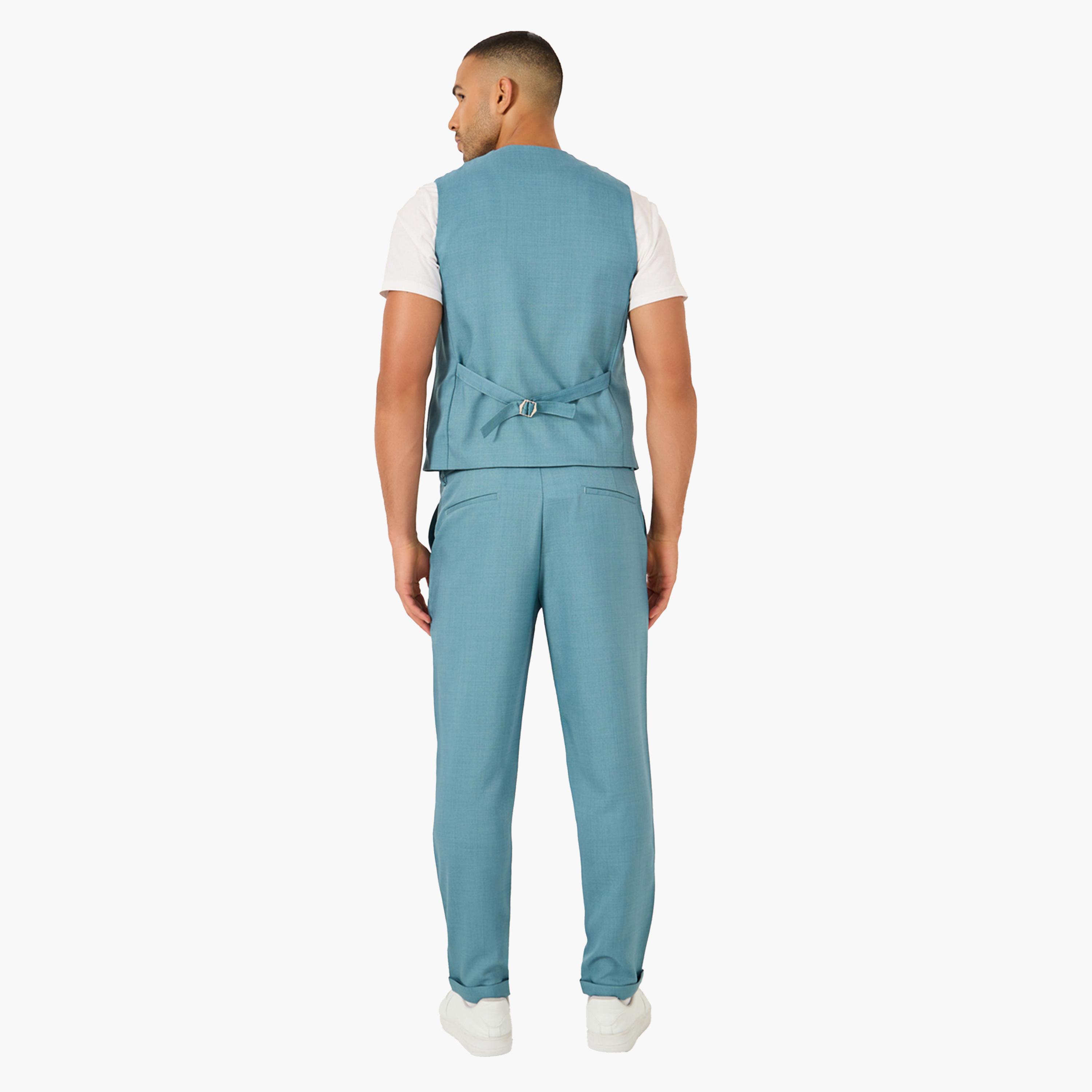 Styli Solid Double Breasted Blazer Vest and Pants Co-Ords-men-clothing-coordsets-image-4