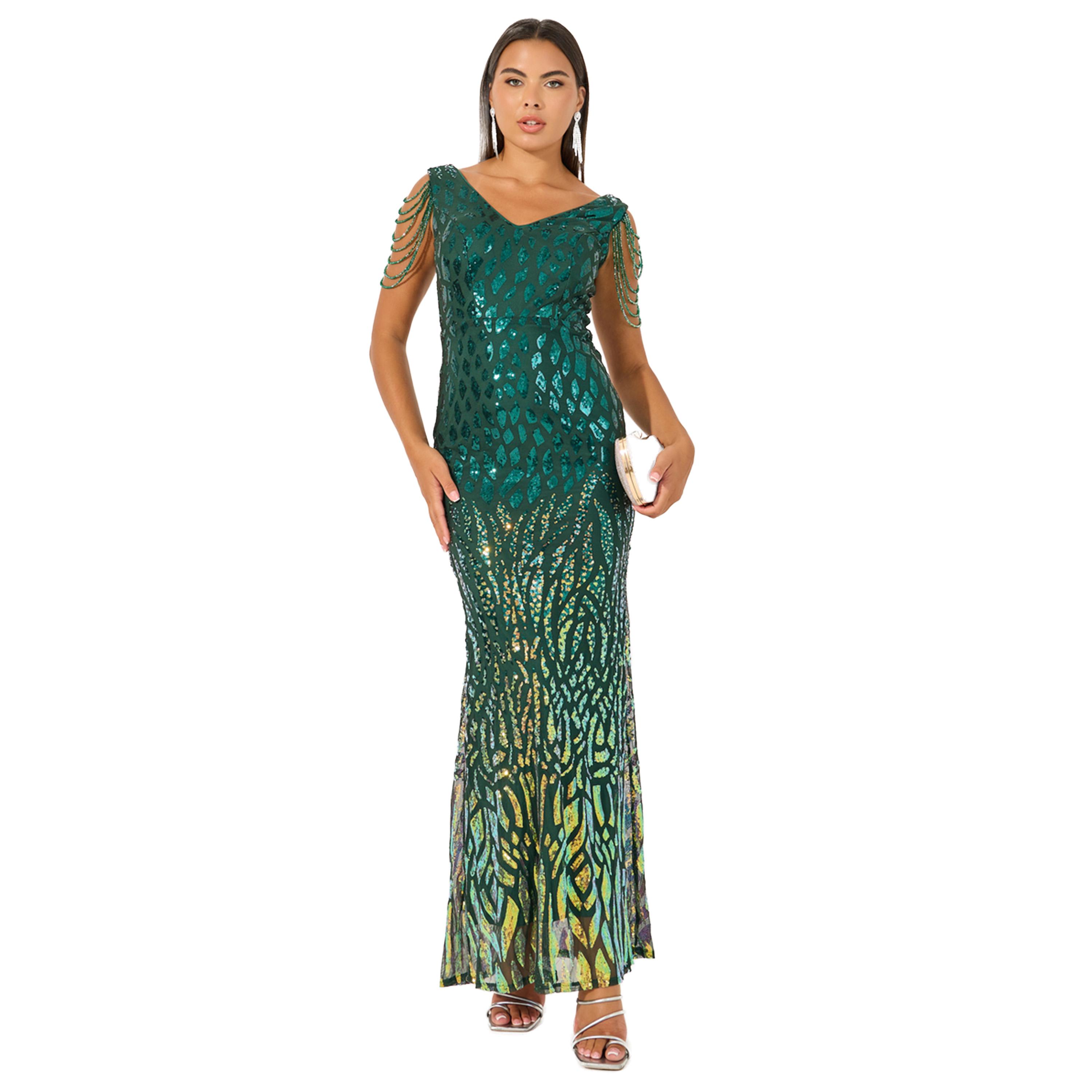 ستايلي -  فستان ماكسي حورية البحر بدون أكمام مزين بالترتر-women-clothing-dresses-image-1
