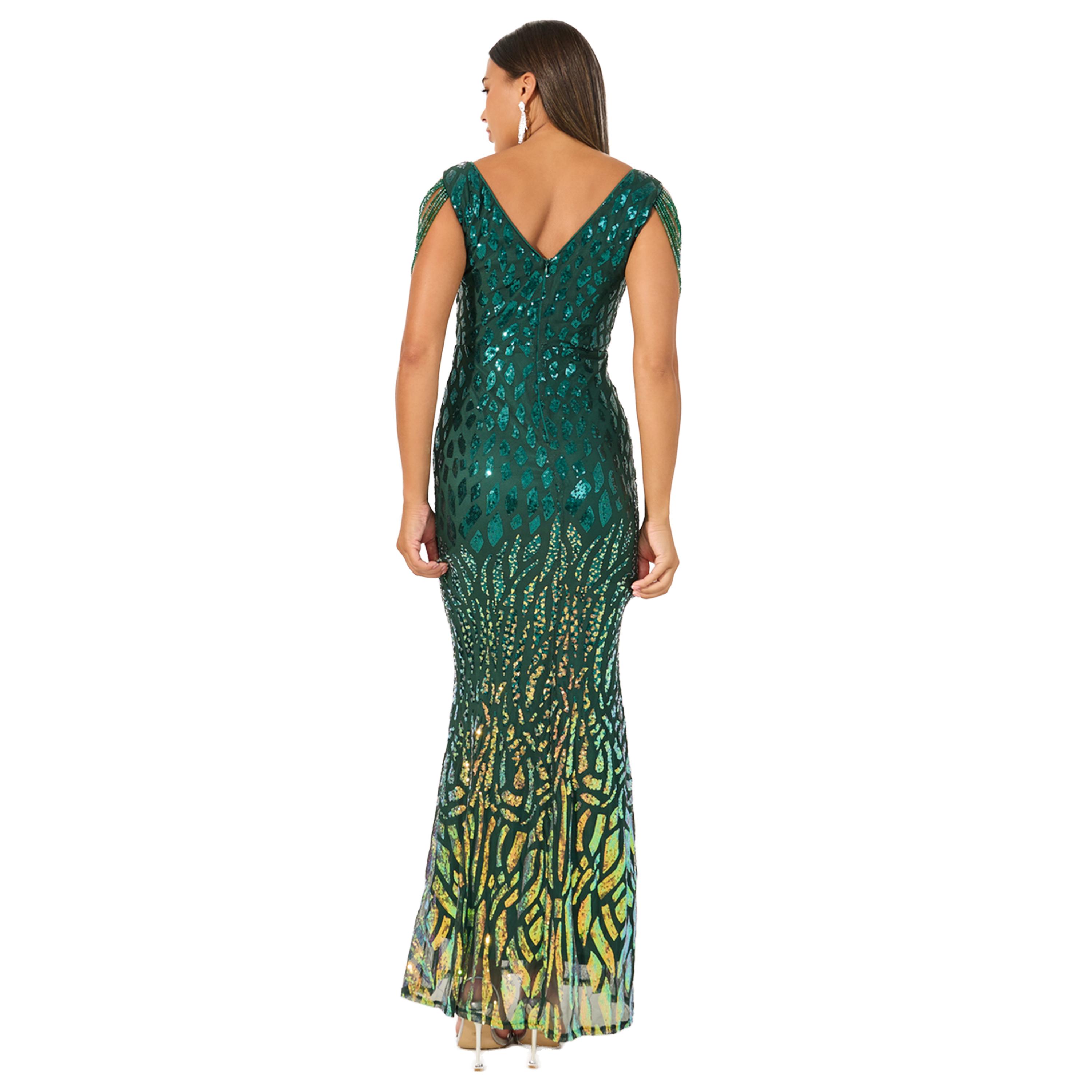 ستايلي -  فستان ماكسي حورية البحر بدون أكمام مزين بالترتر-women-clothing-dresses-image-5