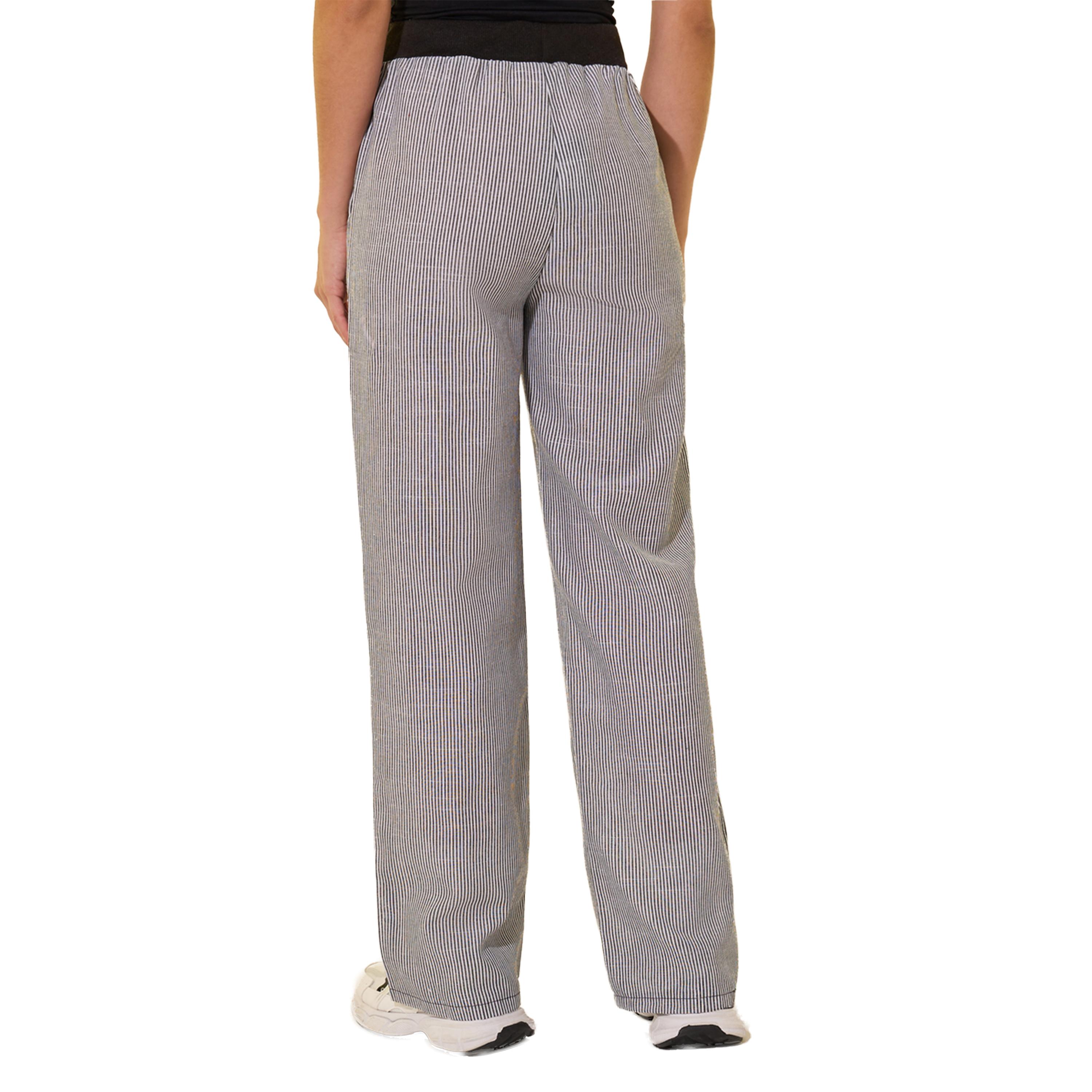 ستايلي -  بنطال مخطط ساق واسعة مع رباط-women-clothing-bottoms-trousers-image-1