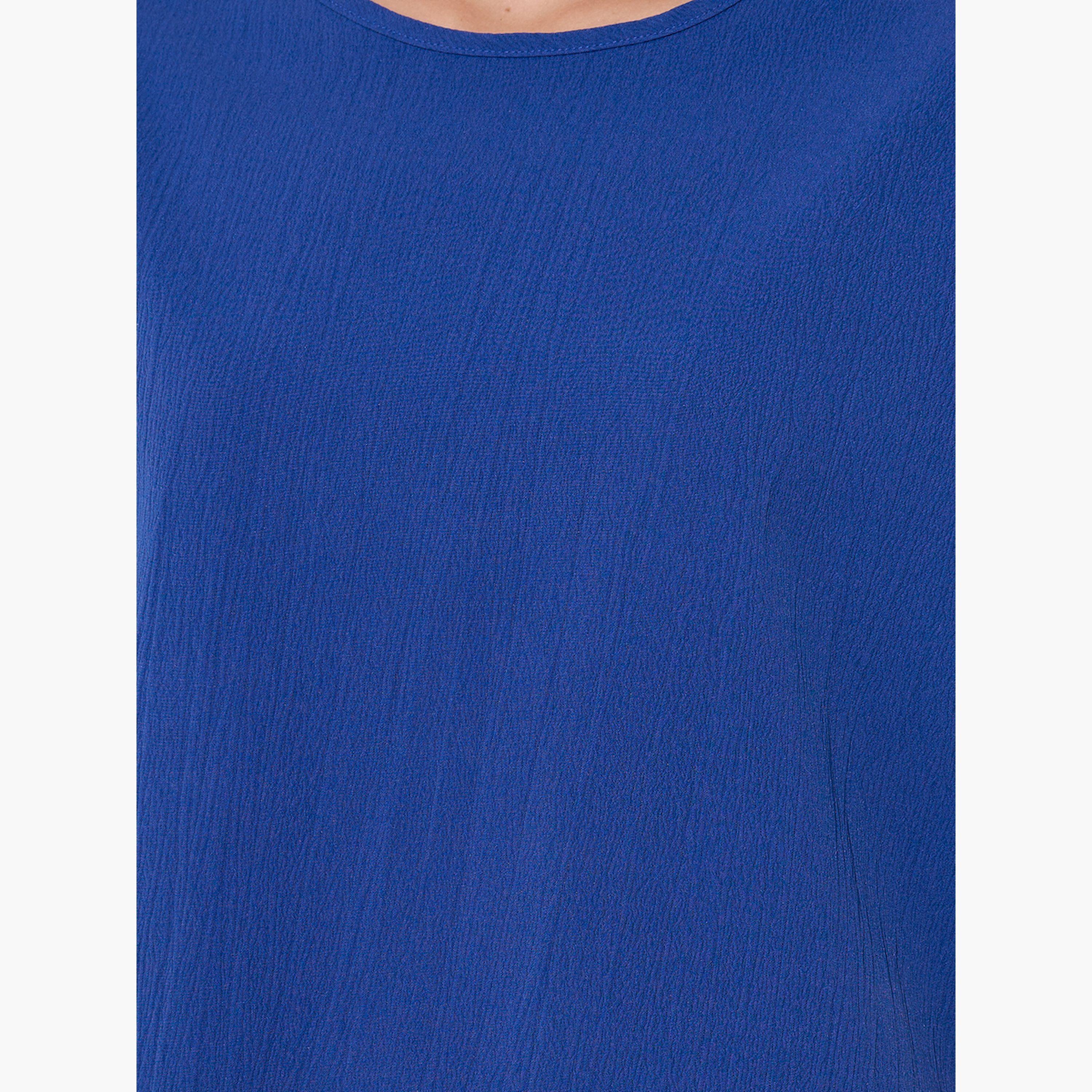 ستايلي - طقم تي شيرت مع بنطال سادة كبير الحجم برقبة دائرية-women-clothing-coordsets-image-3