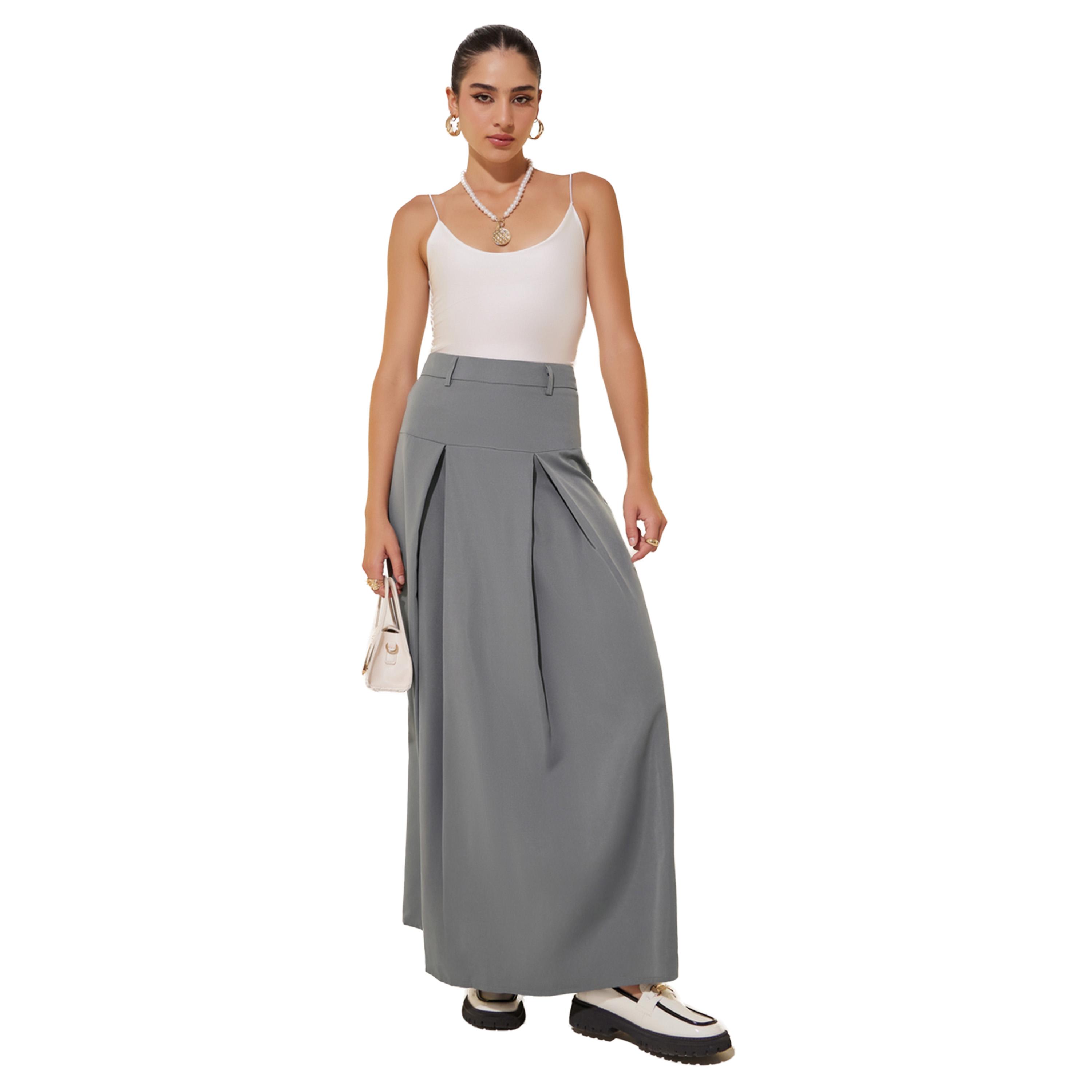 Styli Solid Maxi A-Line Skirt-women-clothing-bottoms-skirts-image-1