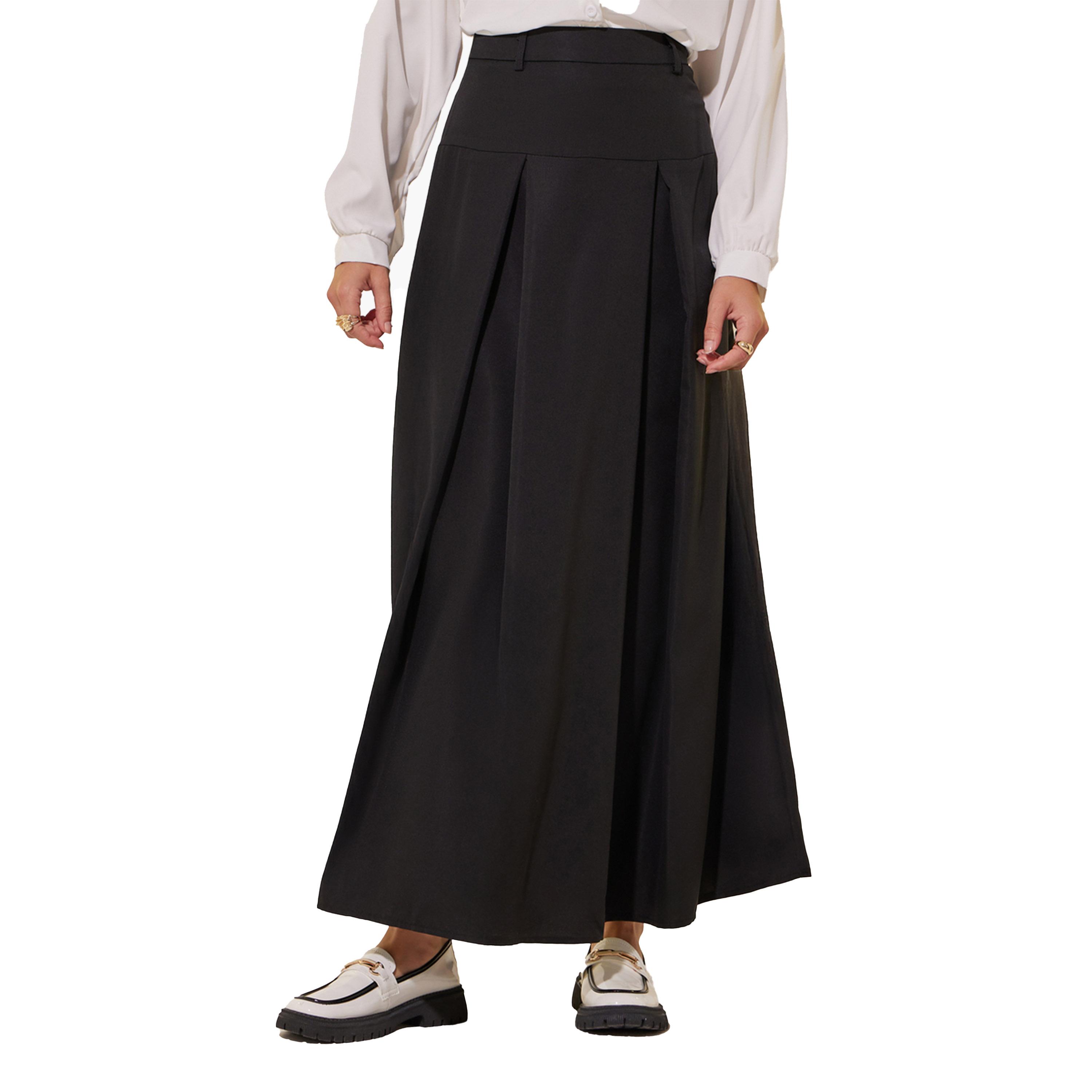 Styli Solid A-line High Rise Maxi Skirt-women-clothing-bottoms-skirts-image-2