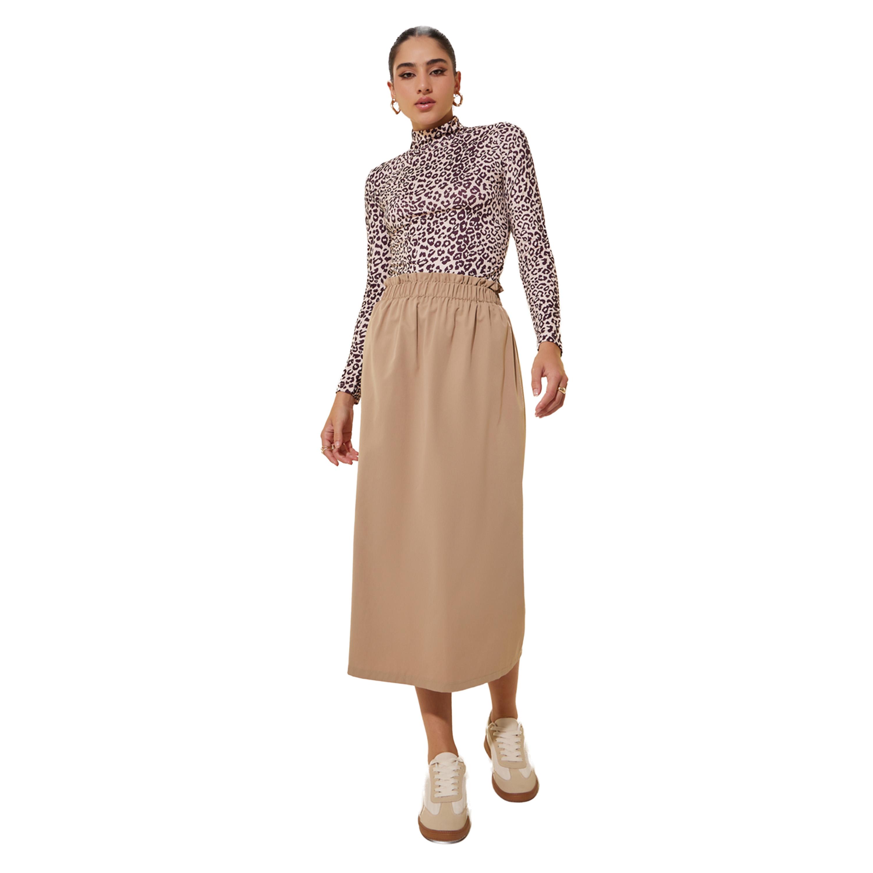ستايلي -  تنورة متوسطة الطول بخصر مرتفع-women-clothing-bottoms-skirts-image-1