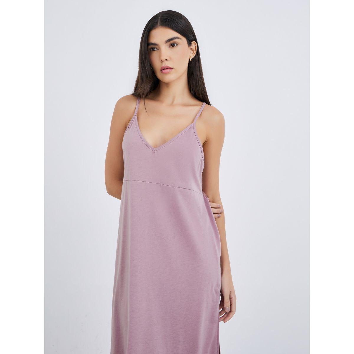 قميص نوم بتفاصيل فتحة ظهر مع شق جانبي-women-clothing-nightwear-nighties-image-2