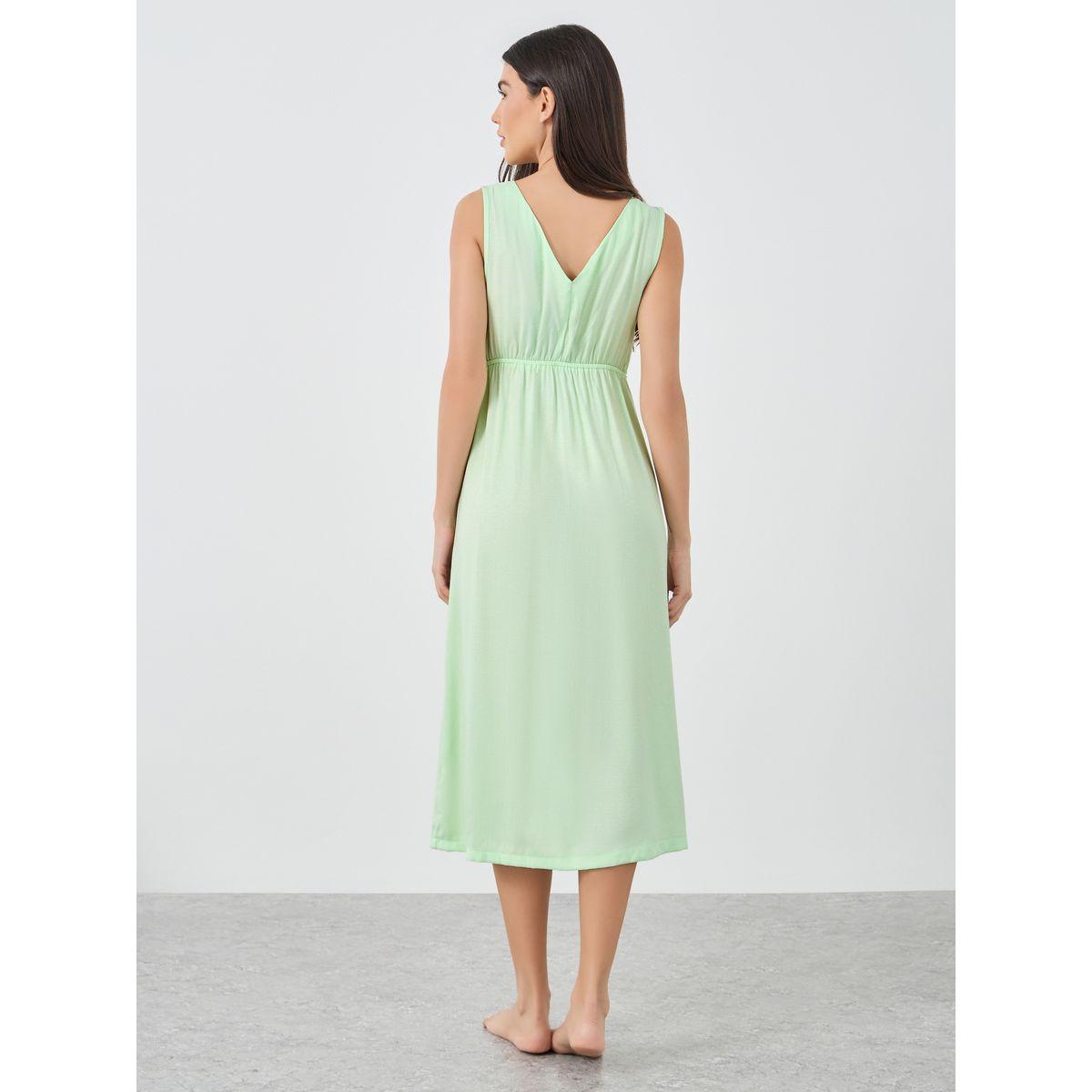 Styli Textured V-Neck Sleeveless Nightdress-women-clothing-nightwear-nighties-image-4