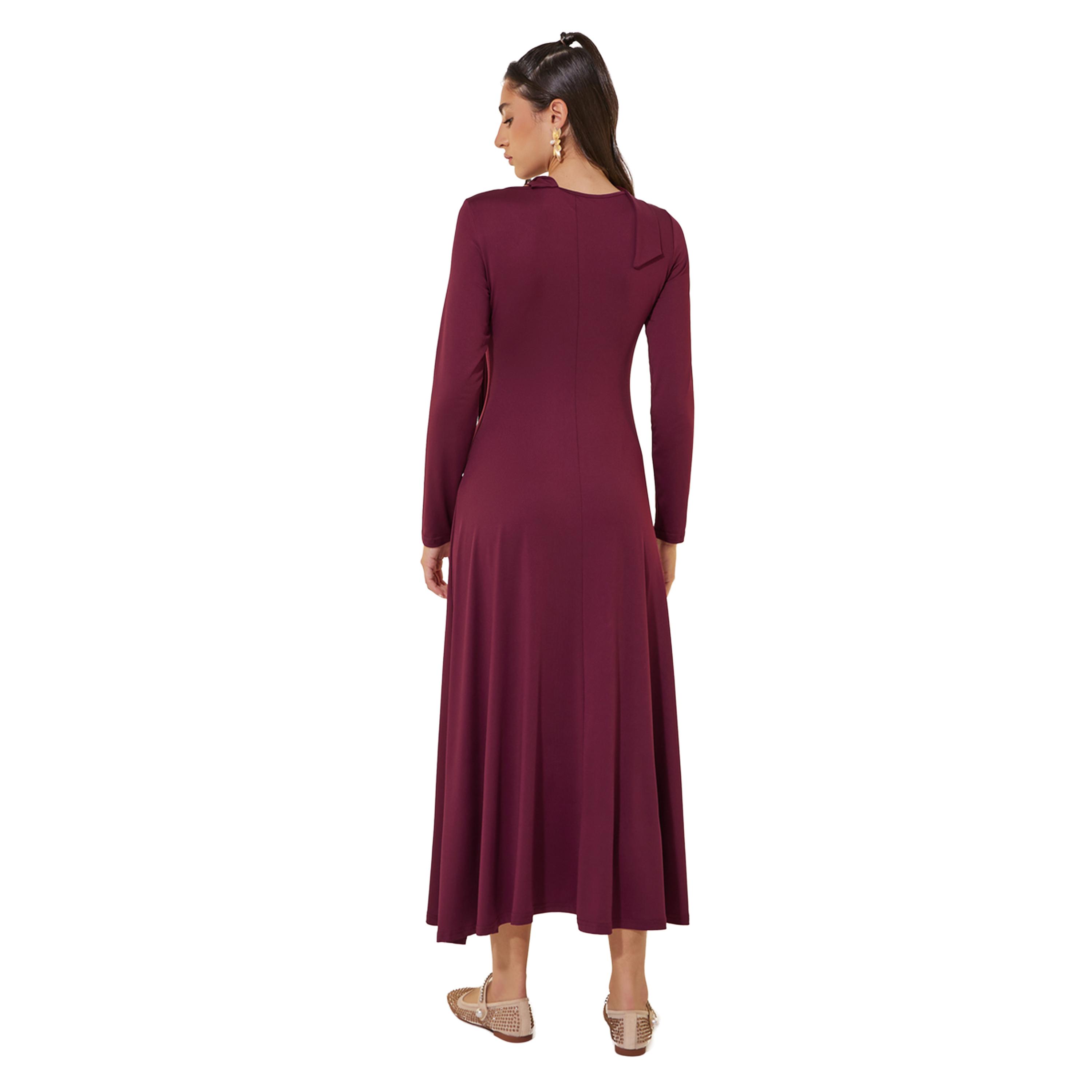 Styli Solid Tie-Up Neck A-Line Maxi Dress-women-clothing-dresses-image-5