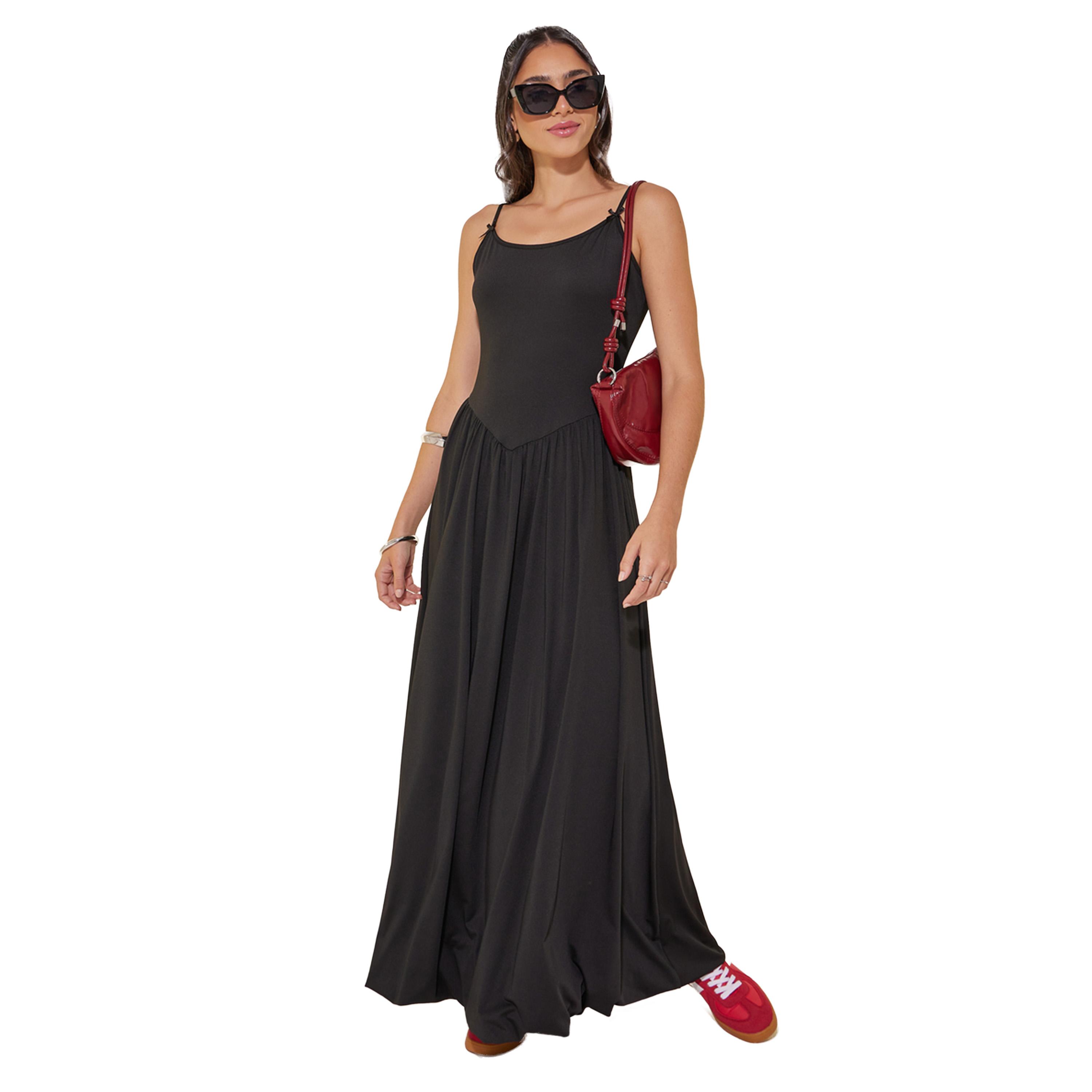 Styli Solid Strappy Round Neck A-Line Maxi Dress-women-clothing-dresses-image-1