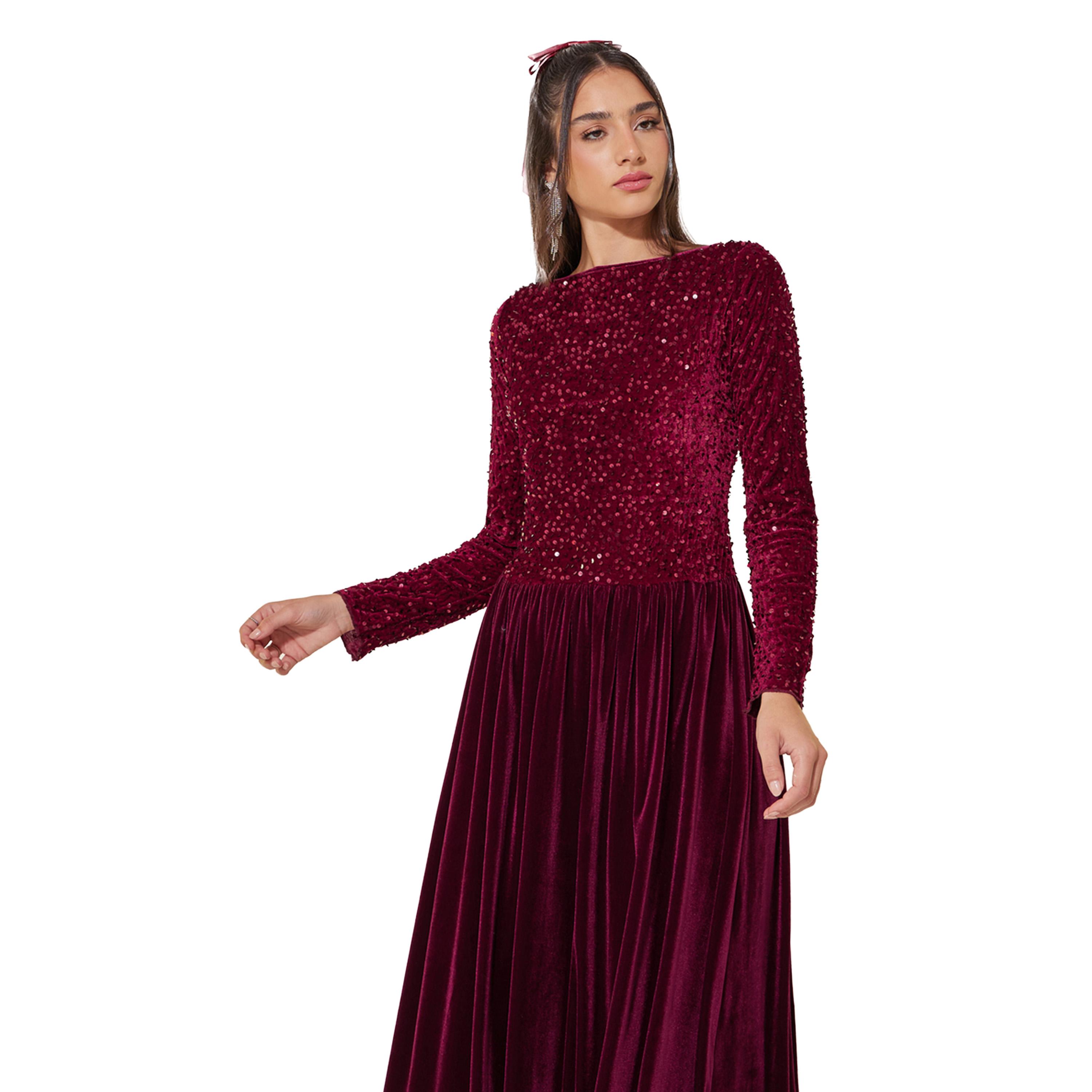 Styli Embellished Balloon Hem Long Sleeve Midi Dress-women-clothing-dresses-image-3
