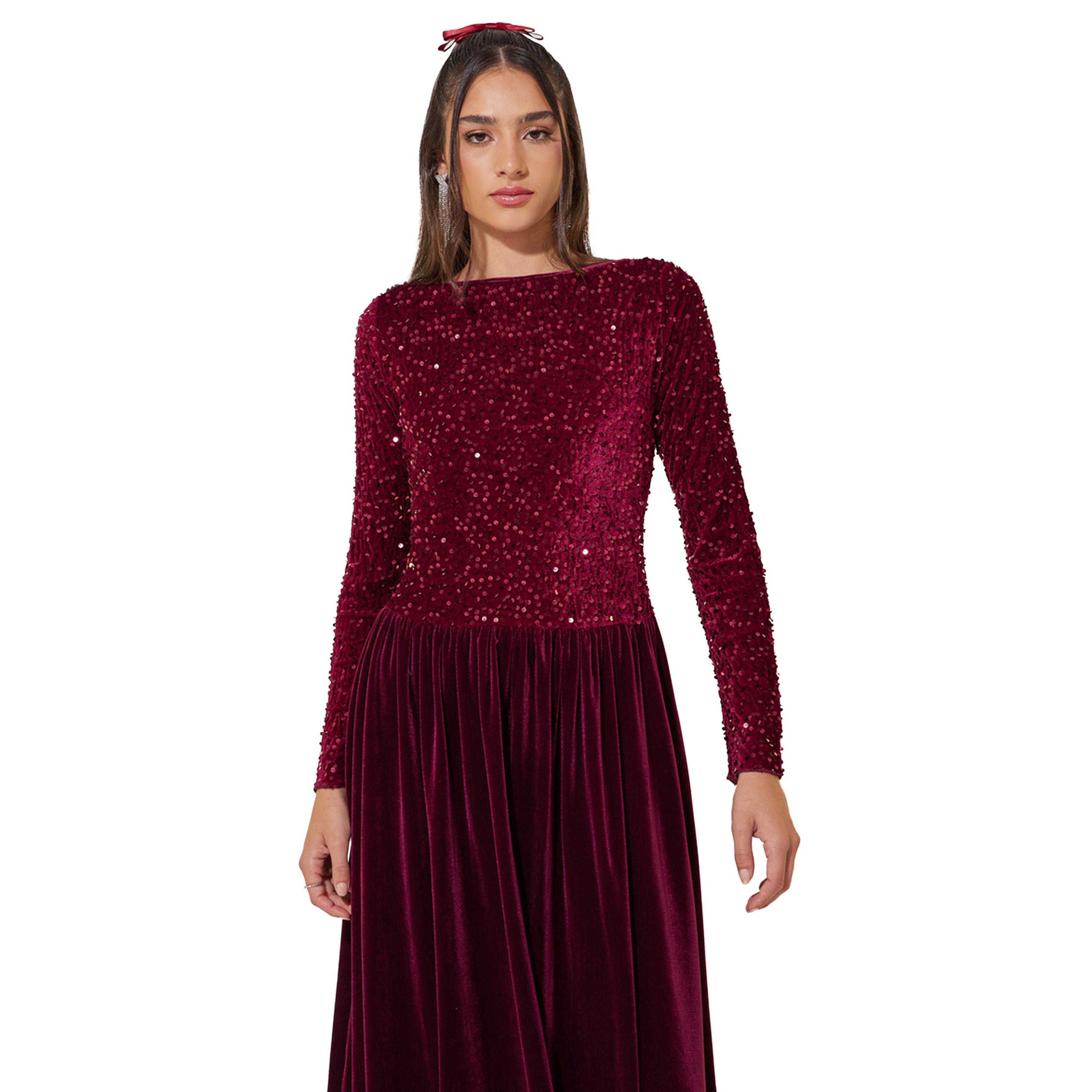 Styli Embellished Balloon Hem Long Sleeve Midi Dress-women-clothing-dresses-image-4