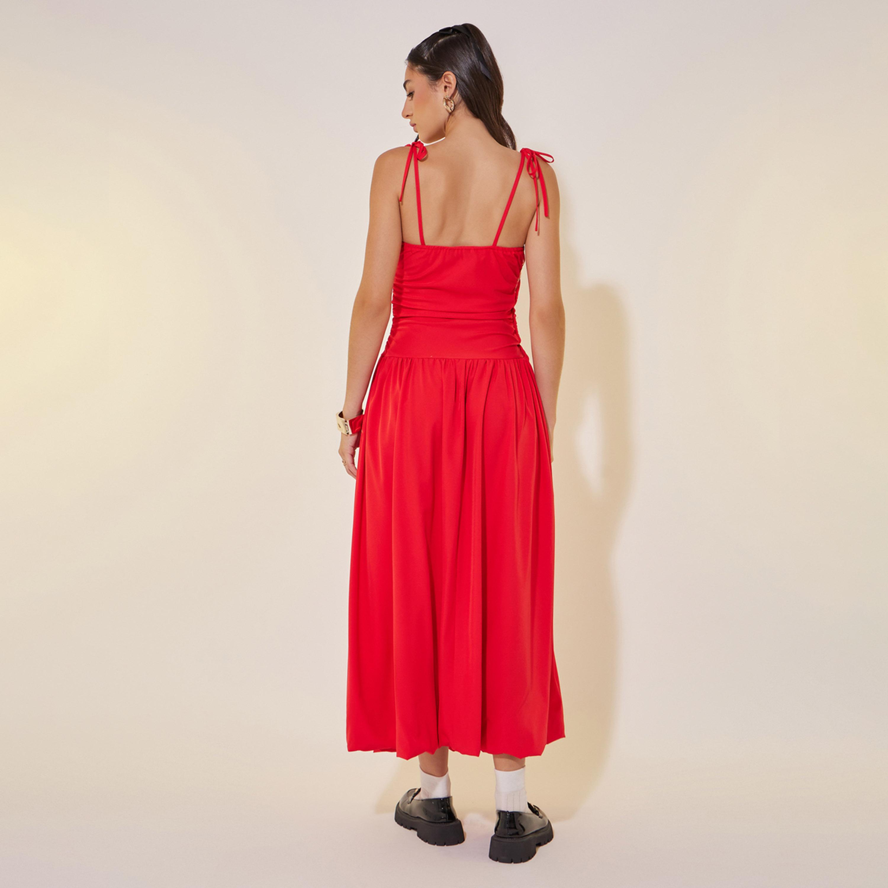 Styli Solid Strappy Balloon Hem Midi Dress-women-clothing-dresses-image-5