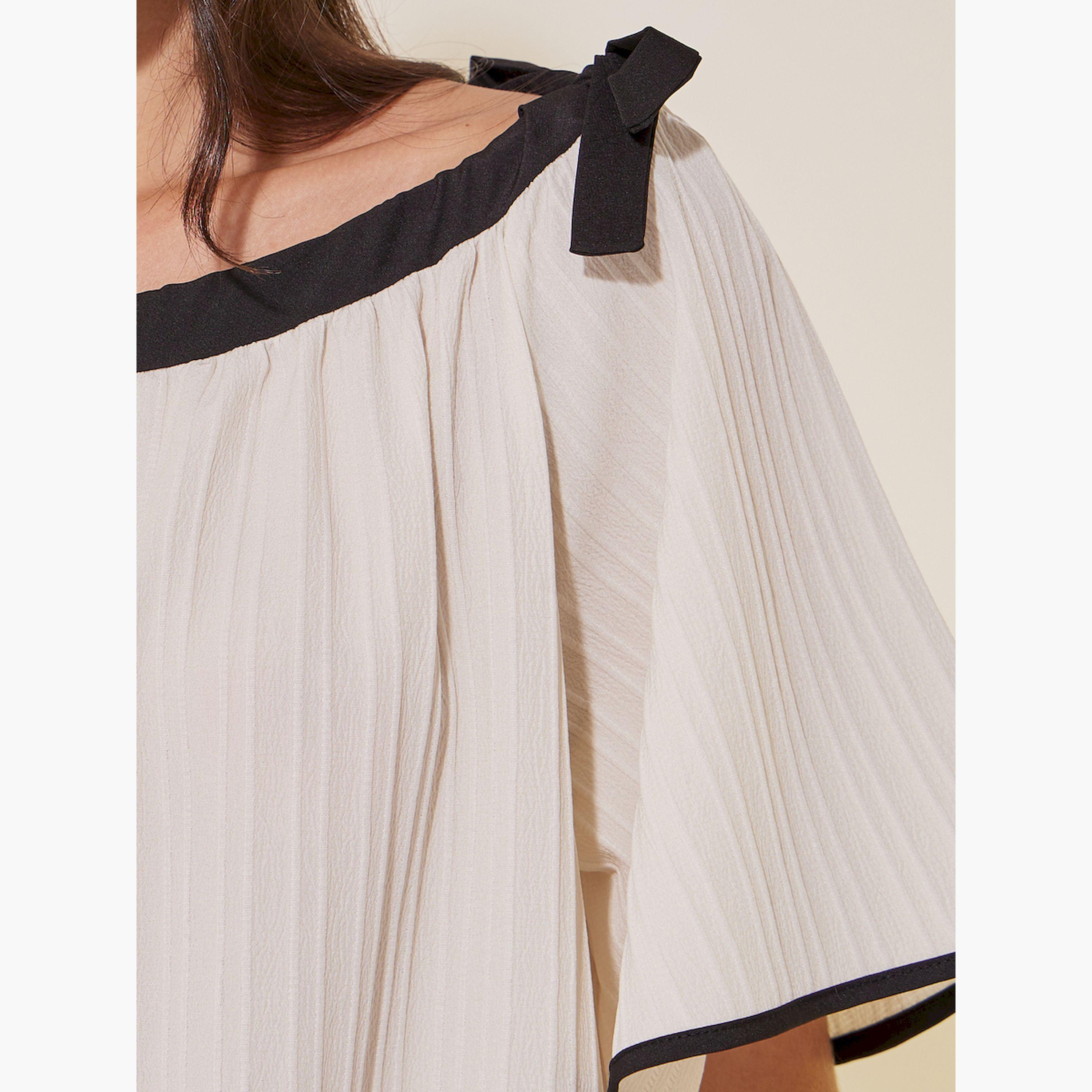 Styli Textured Contrast Neckline A-Line Maxi Dress-women-clothing-dresses-image-4