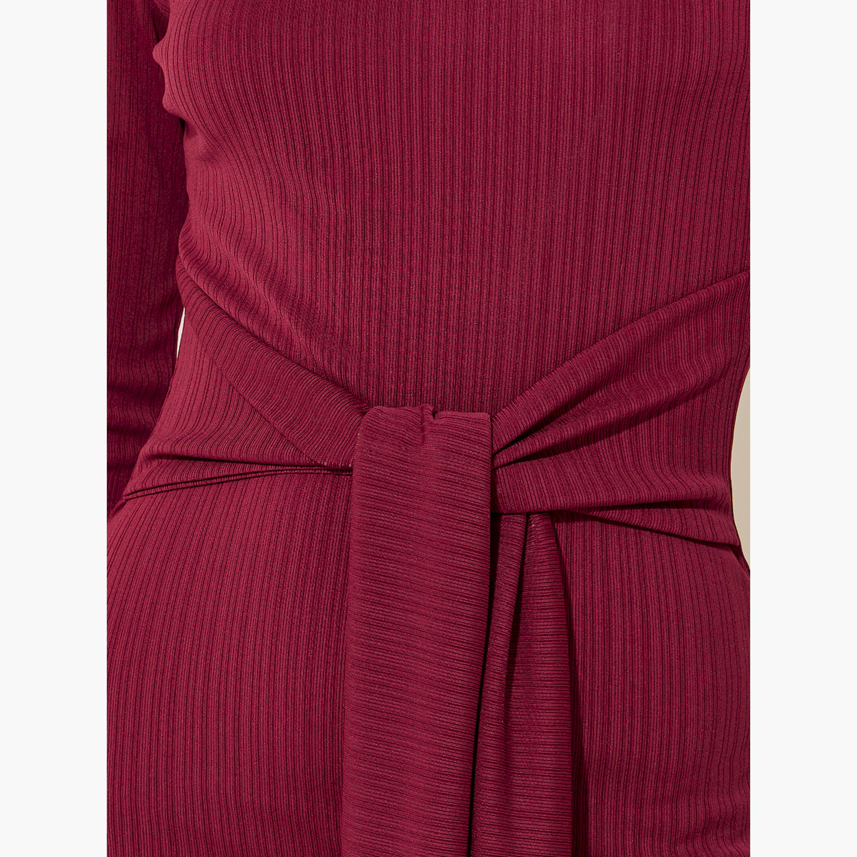 ستايلي -  فستان ماكسي بأكمام طويلة وتفاصيل خصر ورباط-women-clothing-dresses-image-4