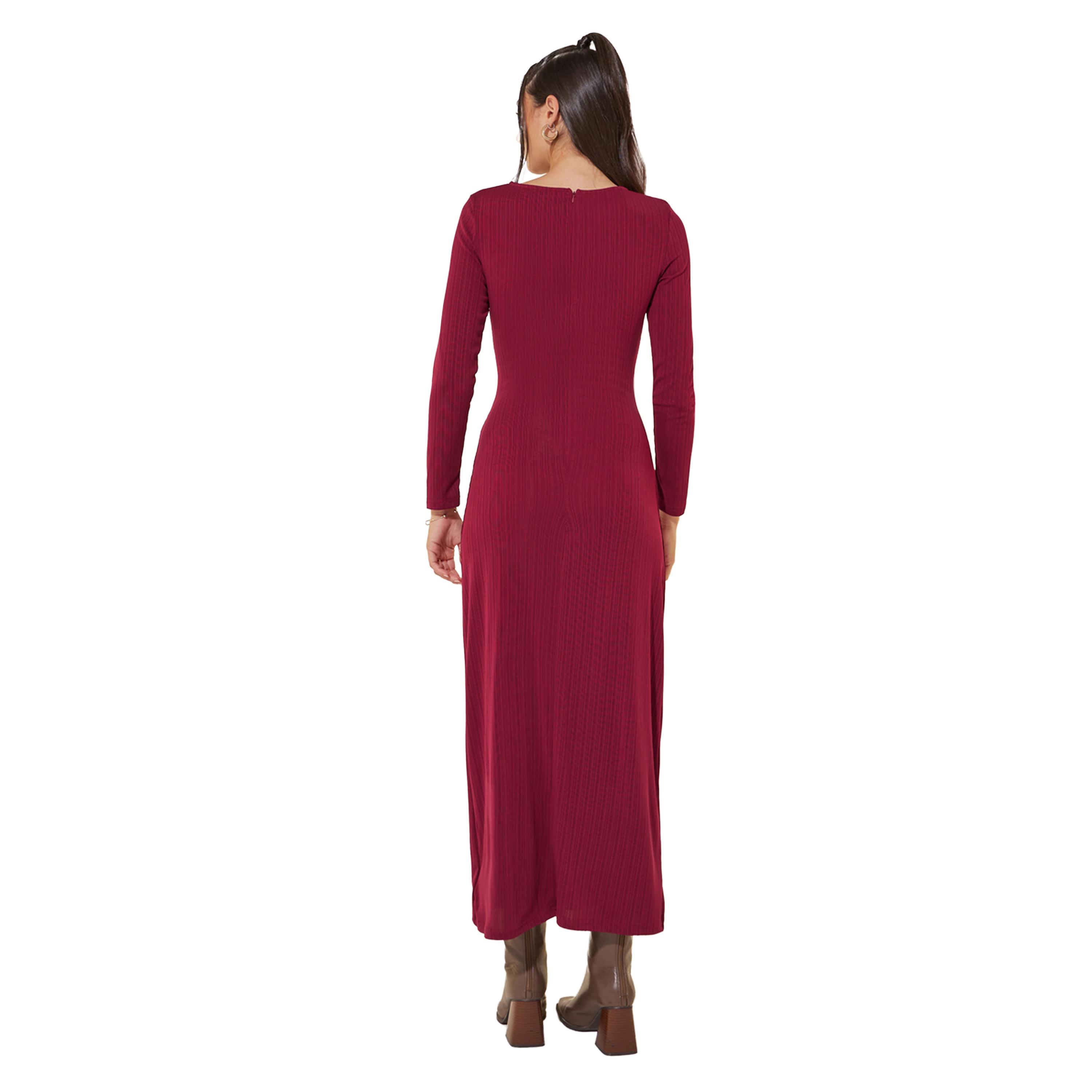 ستايلي -  فستان ماكسي بأكمام طويلة وتفاصيل خصر ورباط-women-clothing-dresses-image-5
